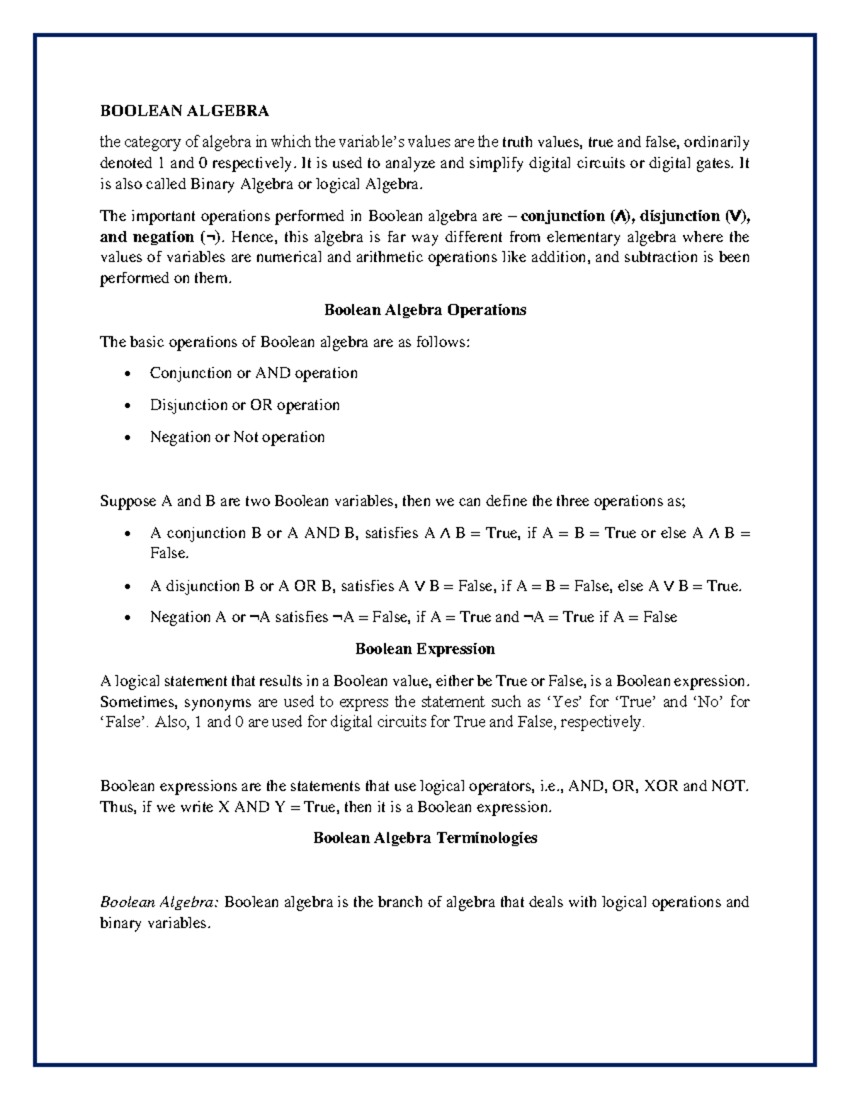 G13 - BOOLEAN ALGEBRA AND ITS CONCEPT - BOOLEAN ALGEBRA the category of ...