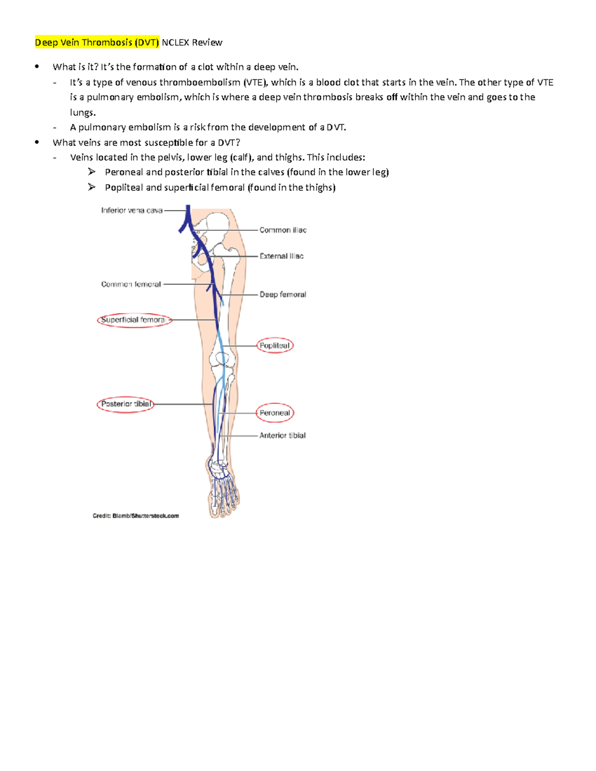 Deep Vein Thrombosis - Dvt - Deep Vein Thrombosis (DVT) NCLEX Review ...