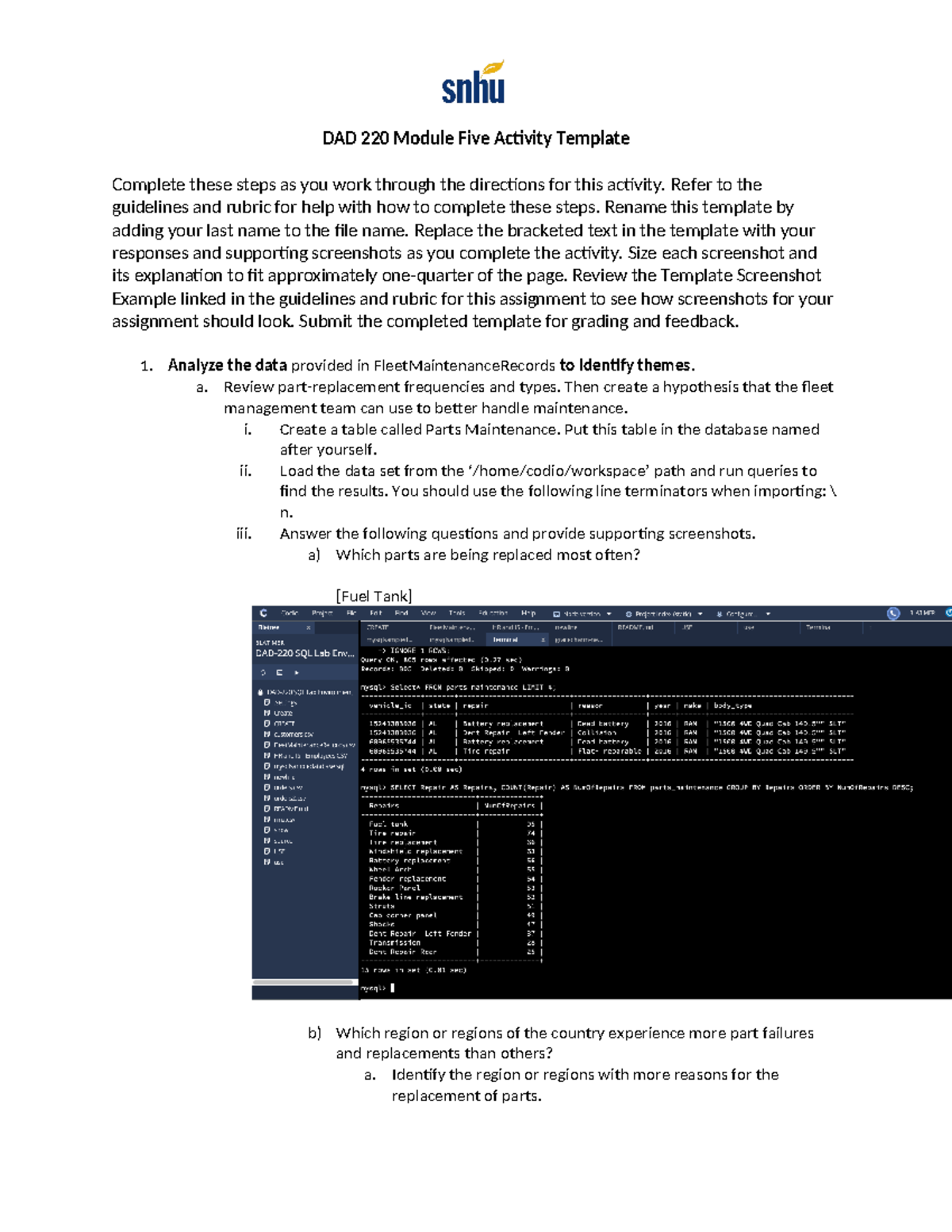 DAD 220 Module Five Activity Template DAD 220 Module Five Activity