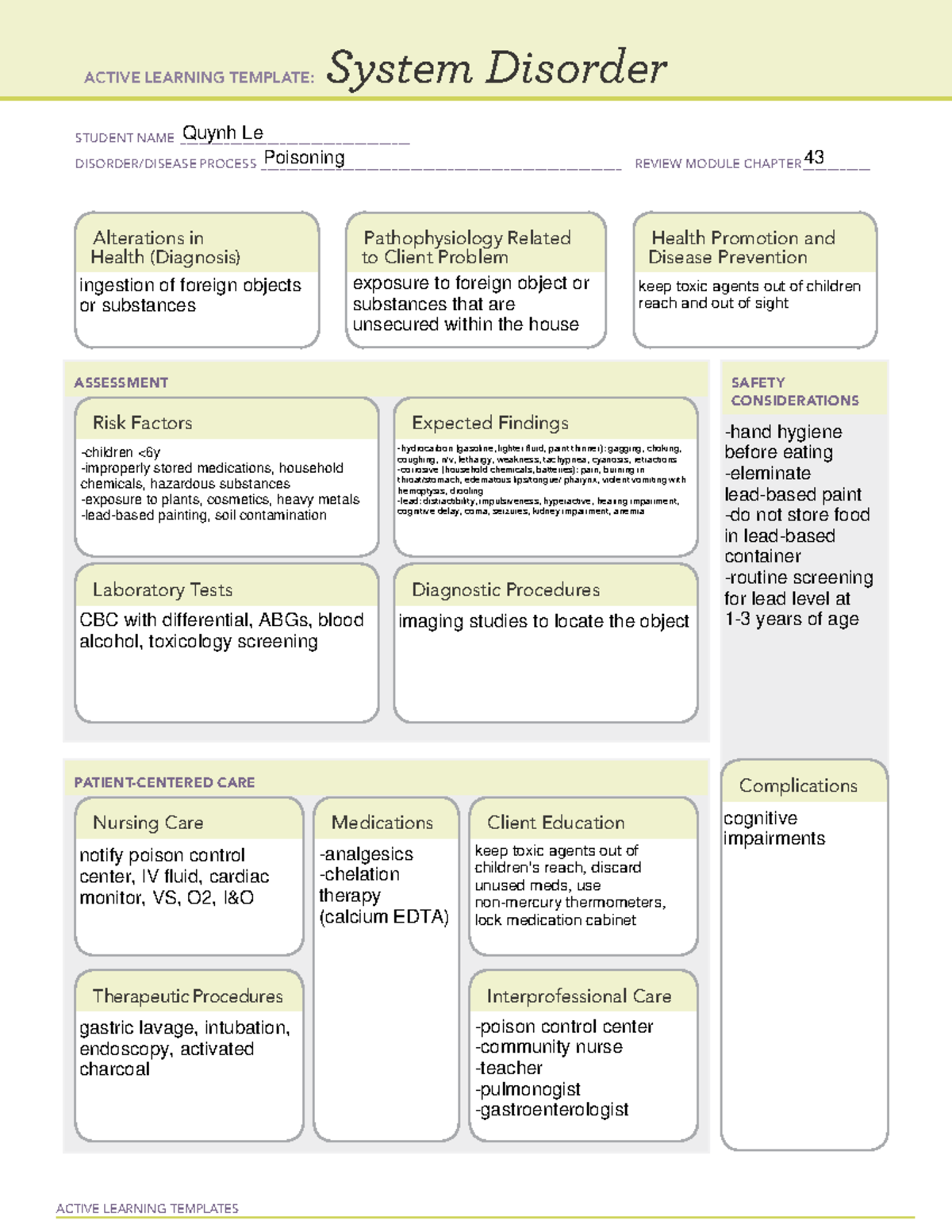 System disorder template - poisoning - ACTIVE LEARNING TEMPLATES System ...