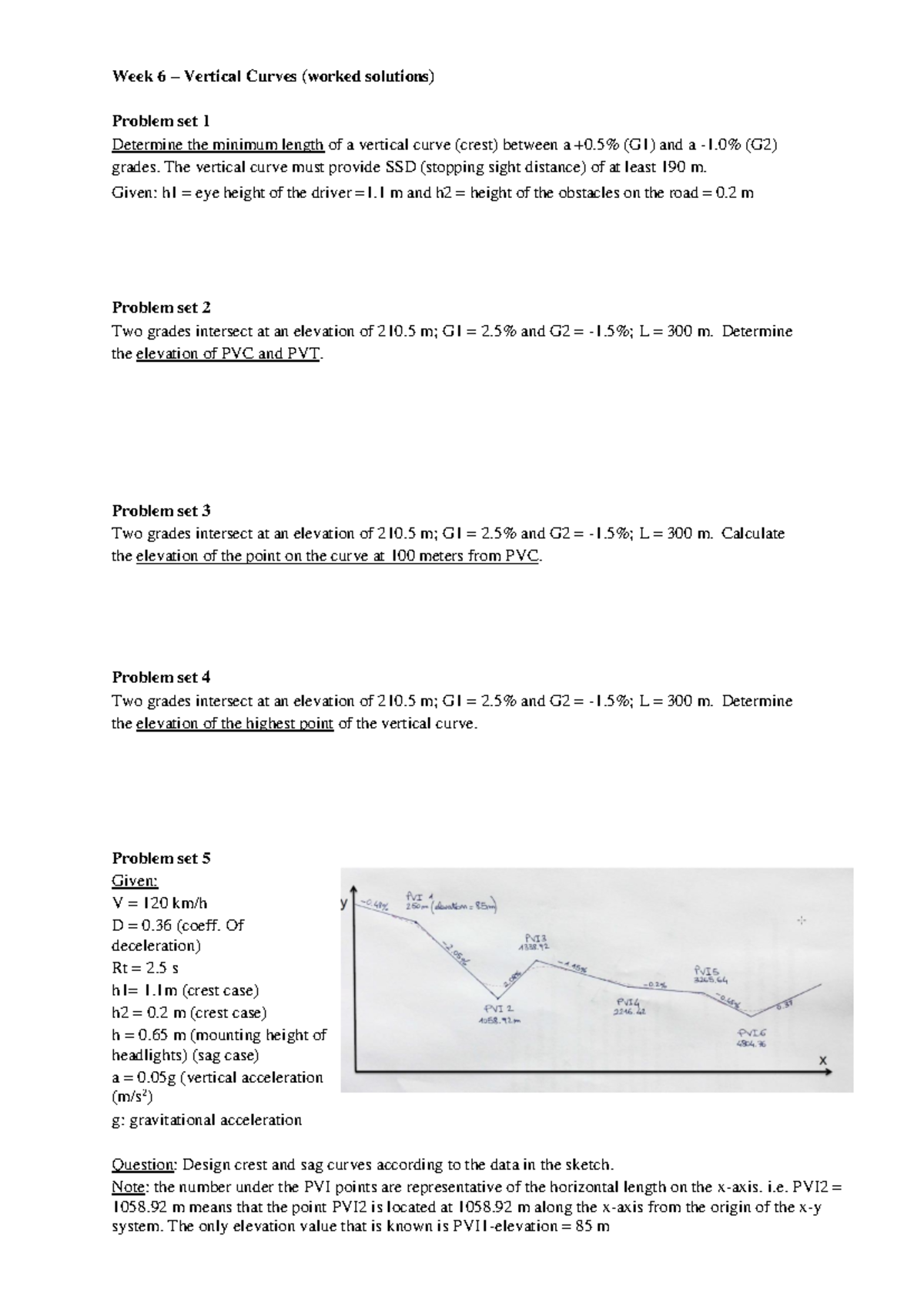 Week 6 tutorial questions handout - Week 6 – Vertical Curves (worked ...