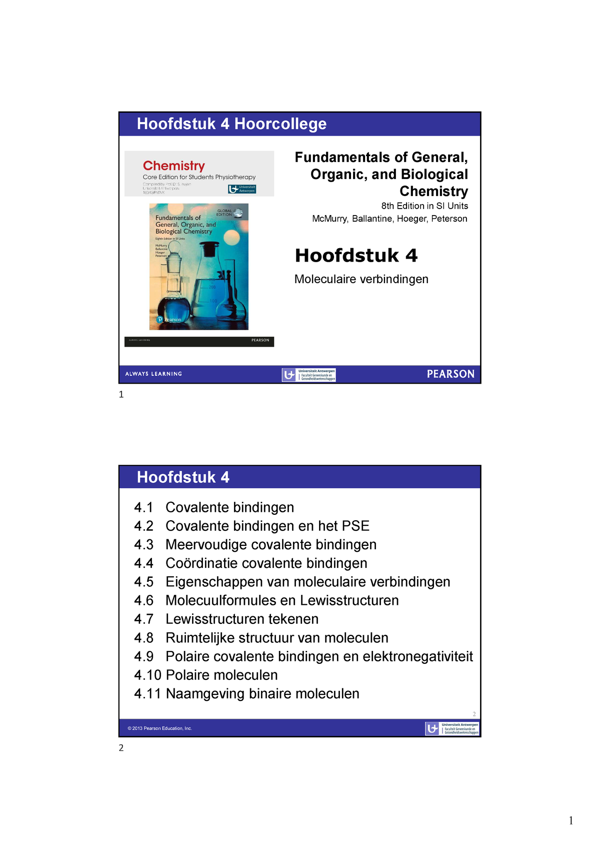 Samenvatting Chemie Hoofdstuk 4 - Chapter 2 Lecture Hoofdstuk 4 ...