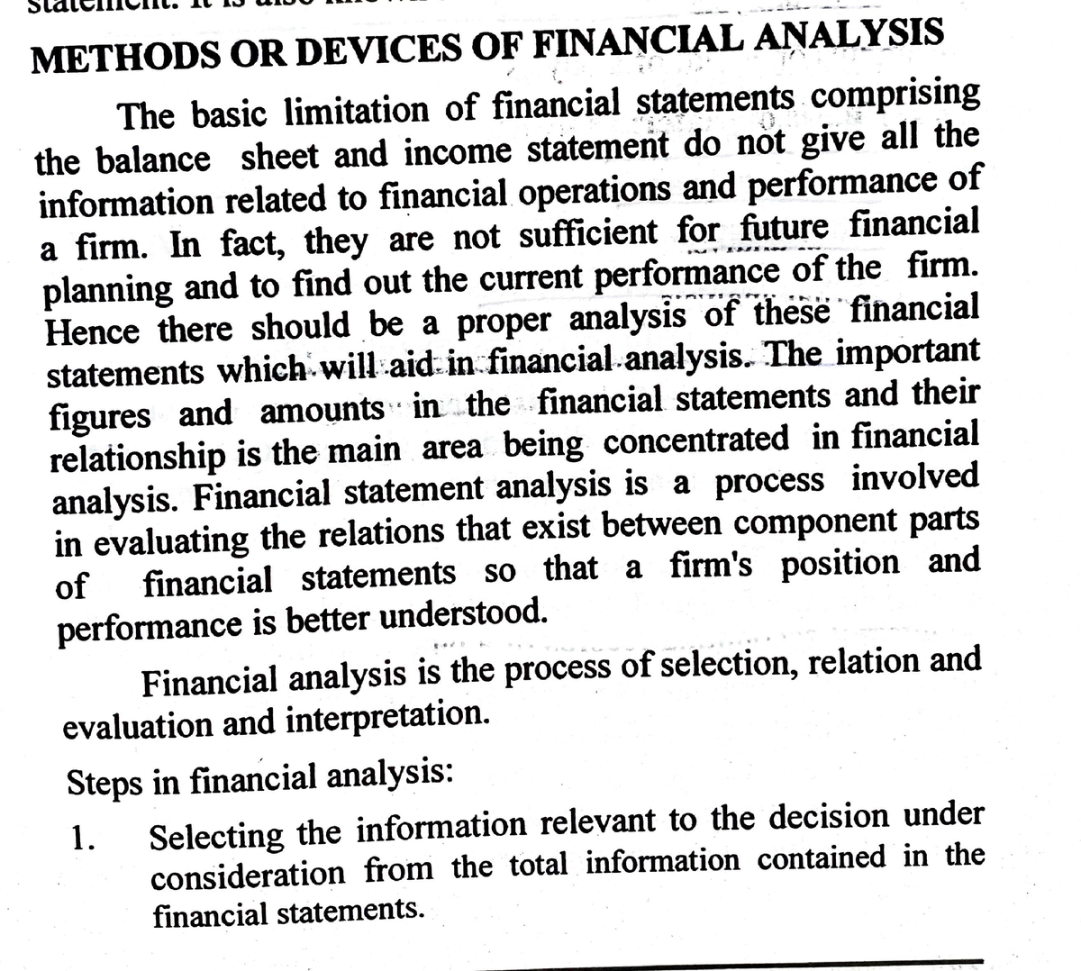 Methods Of Financial Analysis -·. _, - METHODS OR DEVICES OF FINANCIAL ...