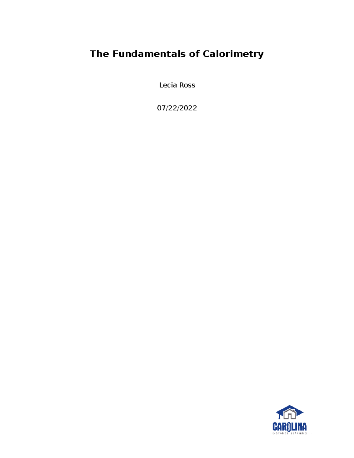 CHM 101L M4 Fundamentals of Calorimetry Lab Report (2) The