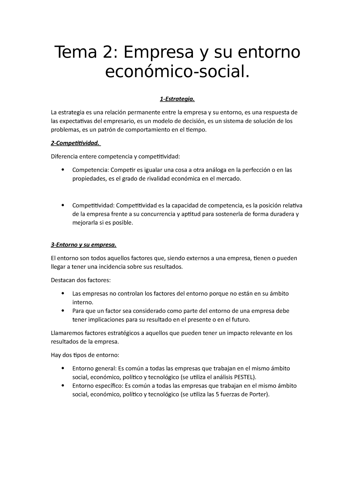 Tema 2 Resumen Tema 2 Economia De La Empresa Tema 2 Empresa Y Su Entorno Económico Social 3713