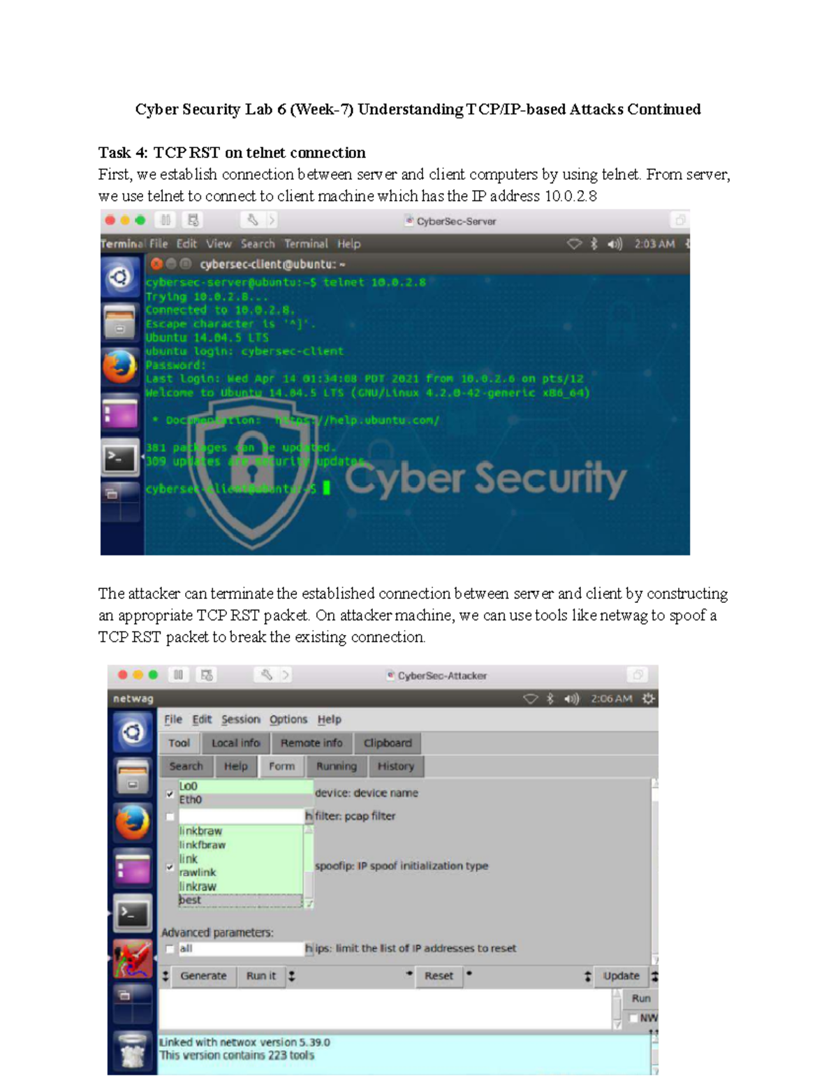 Cybersec lab 7 - Cyber Security Lab 6 (Week-7) Understanding TCP/IP ...