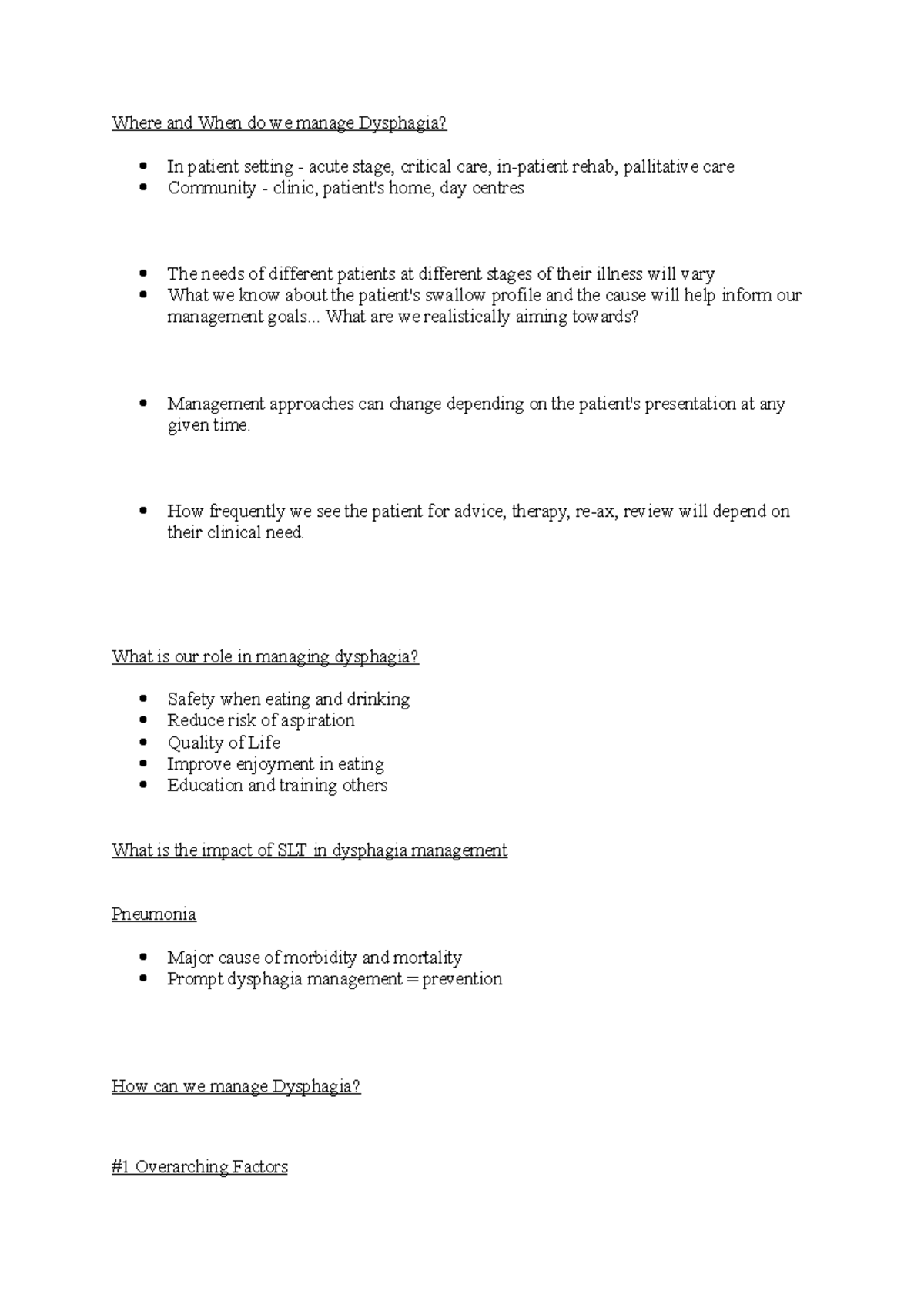 Management Of Adult Dysphagia Where And When Do We Manage Dysphagia