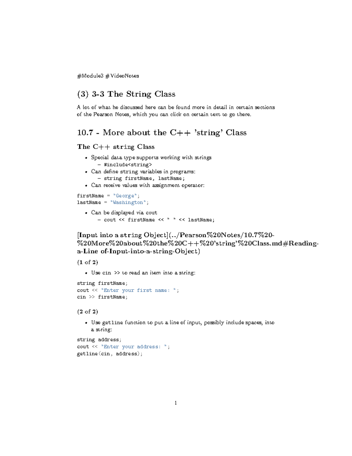 (3) 33 The String Class Module3 VideoNotes (3) 33 The String