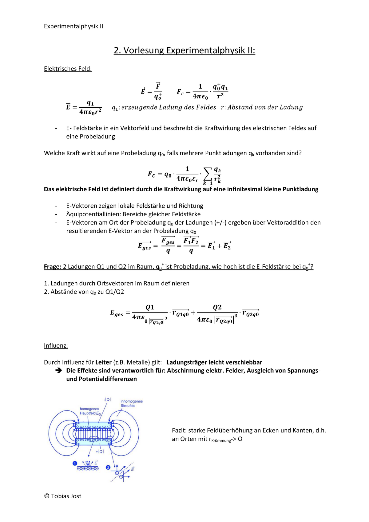 Physik 2 Eigene Erstellte Zusammenfassung Zur Vorlesung 2 Experimentalphysik Ii 2 Vorlesung 9497