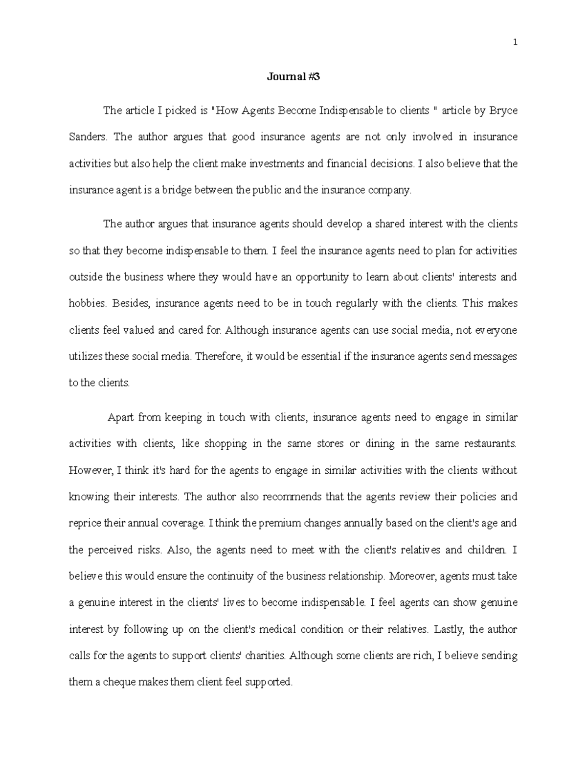 Journal 3 - 1 Journal # The article I picked is 