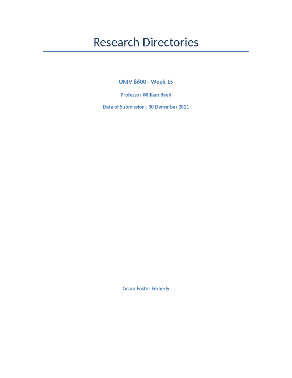 UNIV-8600-Research Directories - Research Directories UNIV 8600 - Week ...