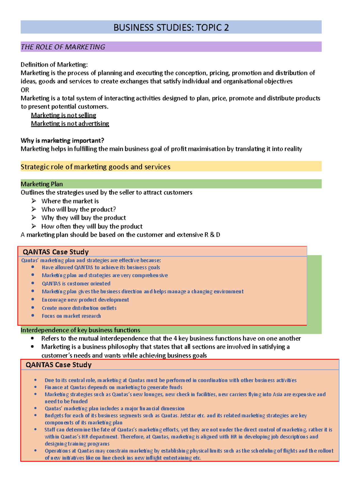 Business Studies marketing 93 - BUSINESS STUDIES: TOPIC 2 THE ROLE OF ...