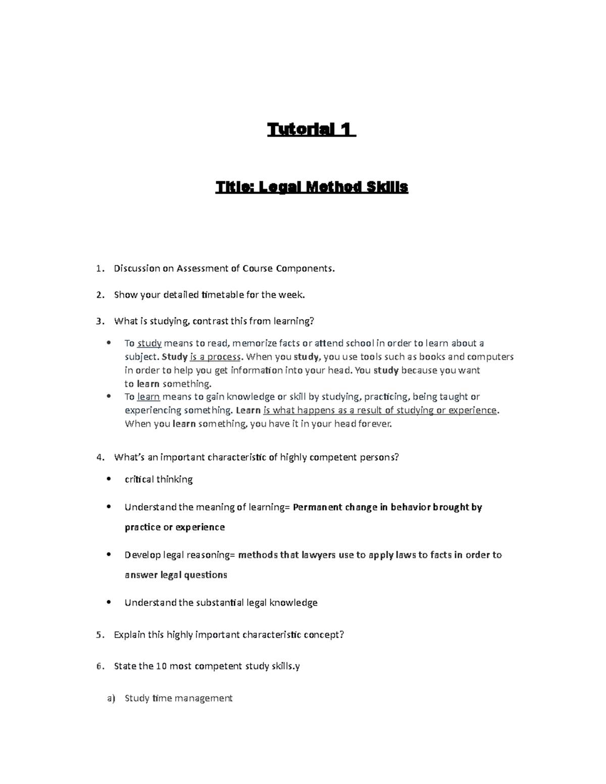 380237 T1 - Tutorial 1 Title: Legal Method Skills Discussion on ...
