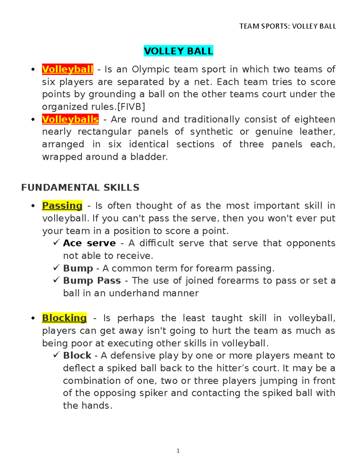 TEAM Sports Volleyball VOLLEY BALL Volleyball Is an Olympic team