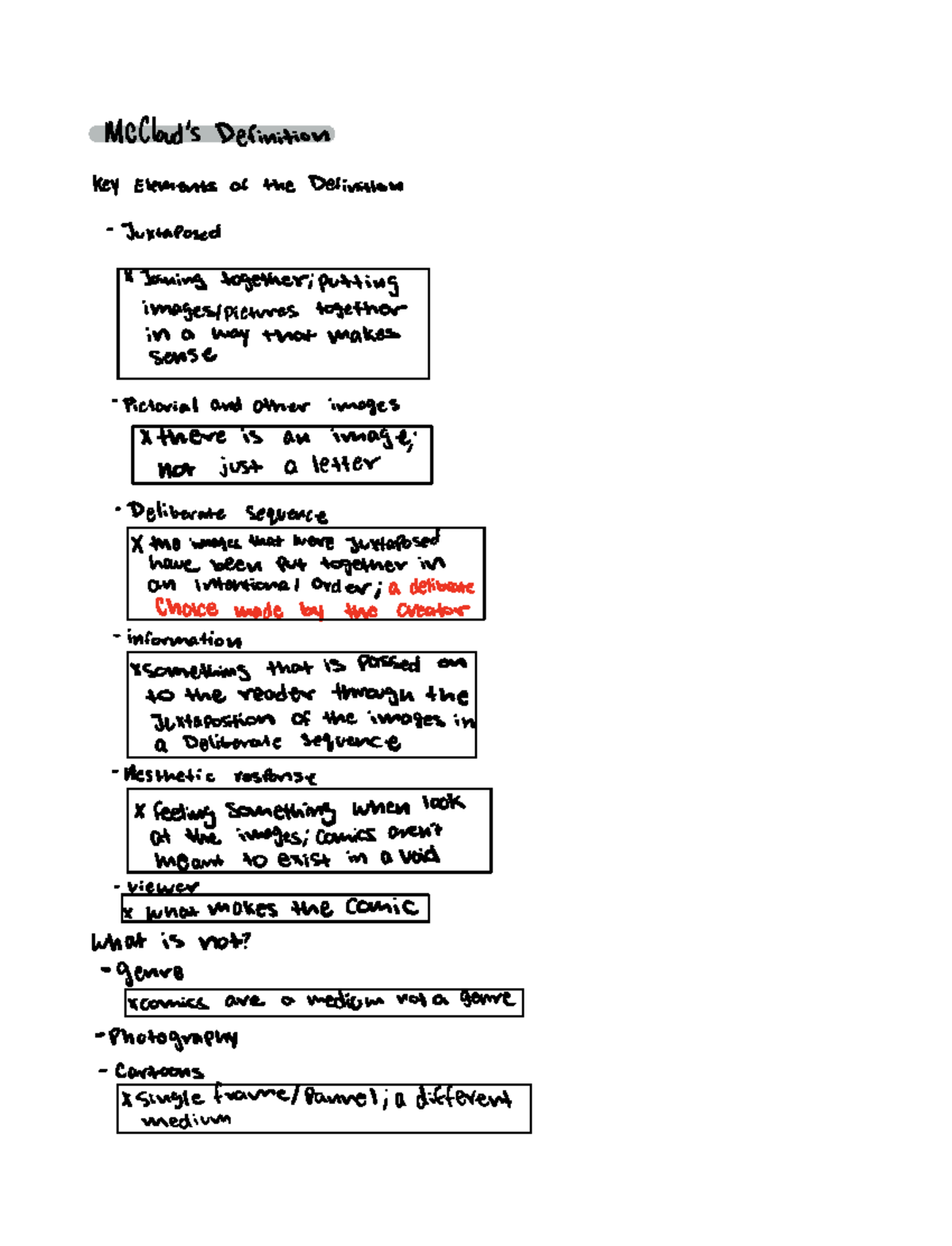 Defining comics - class notes - McCloud's Definition Key Elements of ...