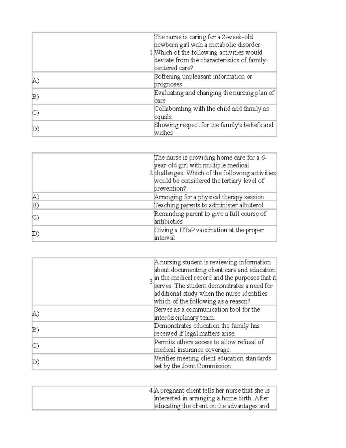 Chapter 2- Family-Centered Community-Based Care - 1. The nurse is ...