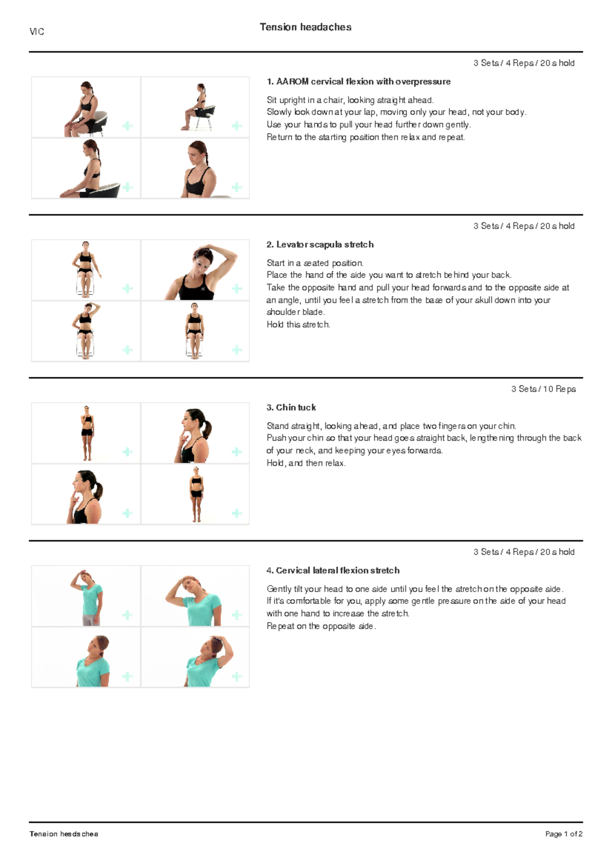 Tension headaches - Notes. - AAROM cervical flexion with overpressure ...