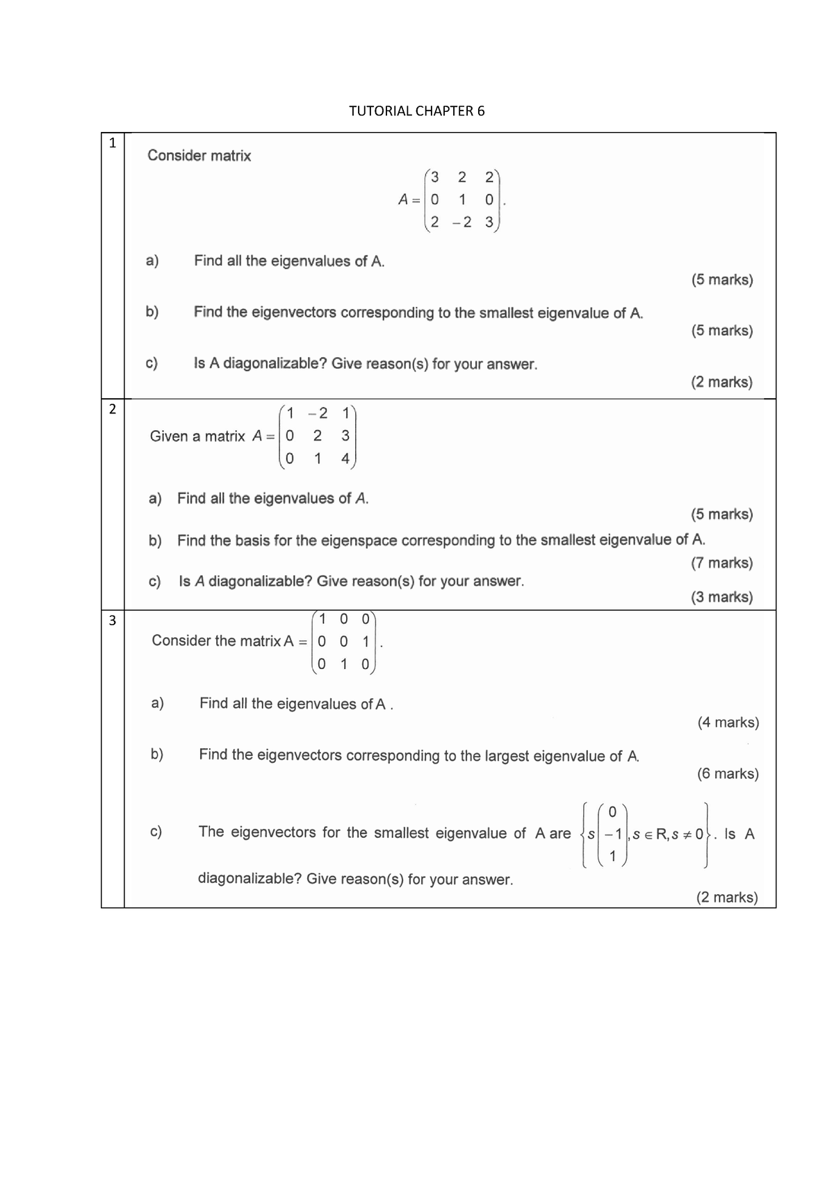 Tutorial Chapter 6 - Linear Algebra 1 - TUTORIAL CHAPTER - Studocu