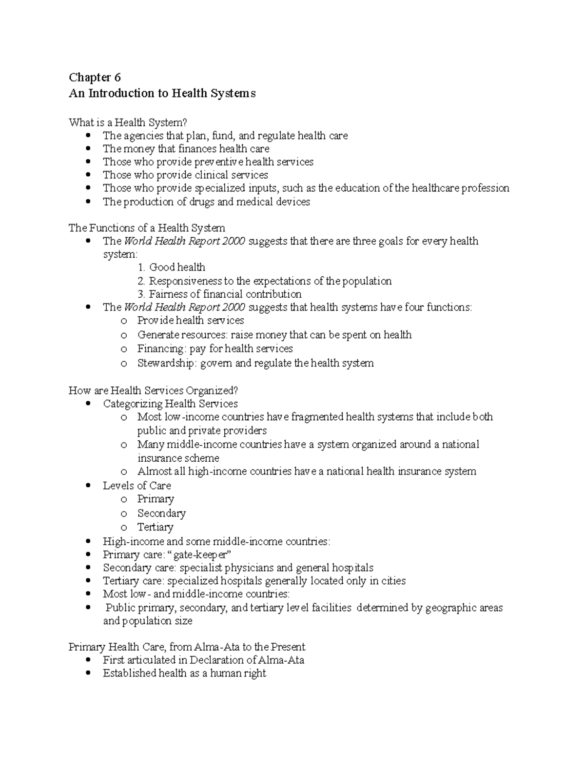 HEA 310 Chapter 6 Notes Chapter 6 An Introduction To Health Systems hea-310-chapter-6-notes-chapter-6-an-introduction-to-health-systems