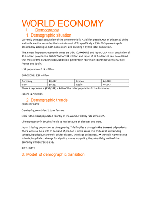 World Economy Notes - MHN120222 - Caledonian - StuDocu
