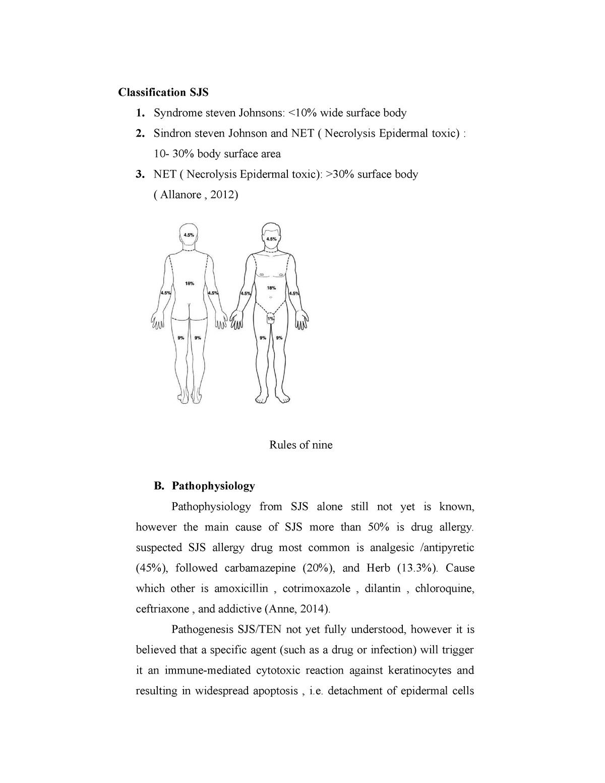 Classification and Patoiphysiology of SJS - Classification SJS 1 ...