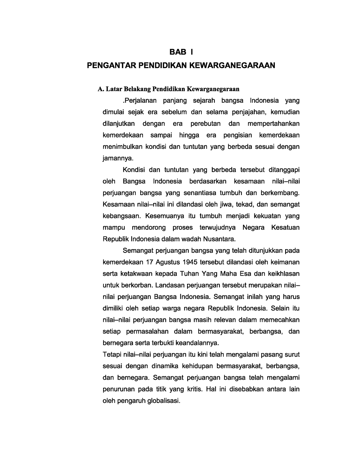 Pendidikan Kewarganegaraan 1 - Studocu