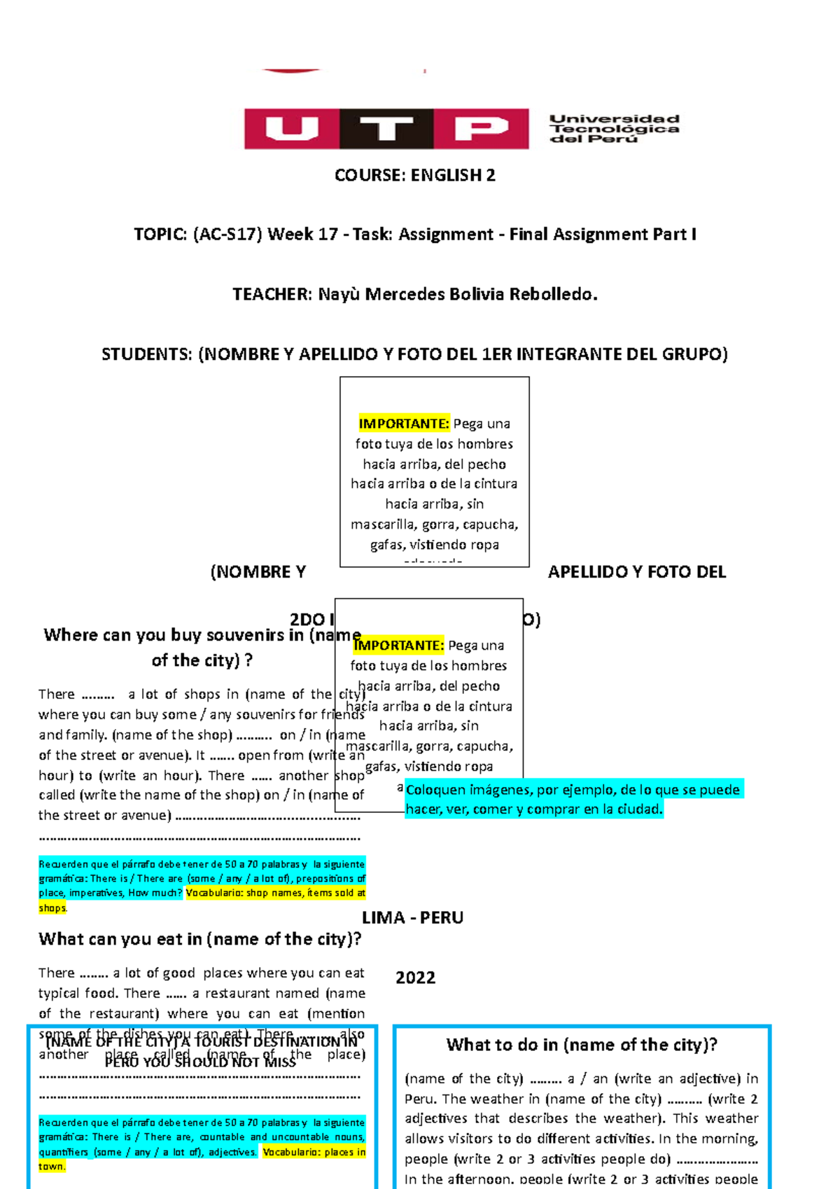 TASK 17 Inglès 2 Task 17 parte I COURSE ENGLISH 2 TOPIC (ACS17