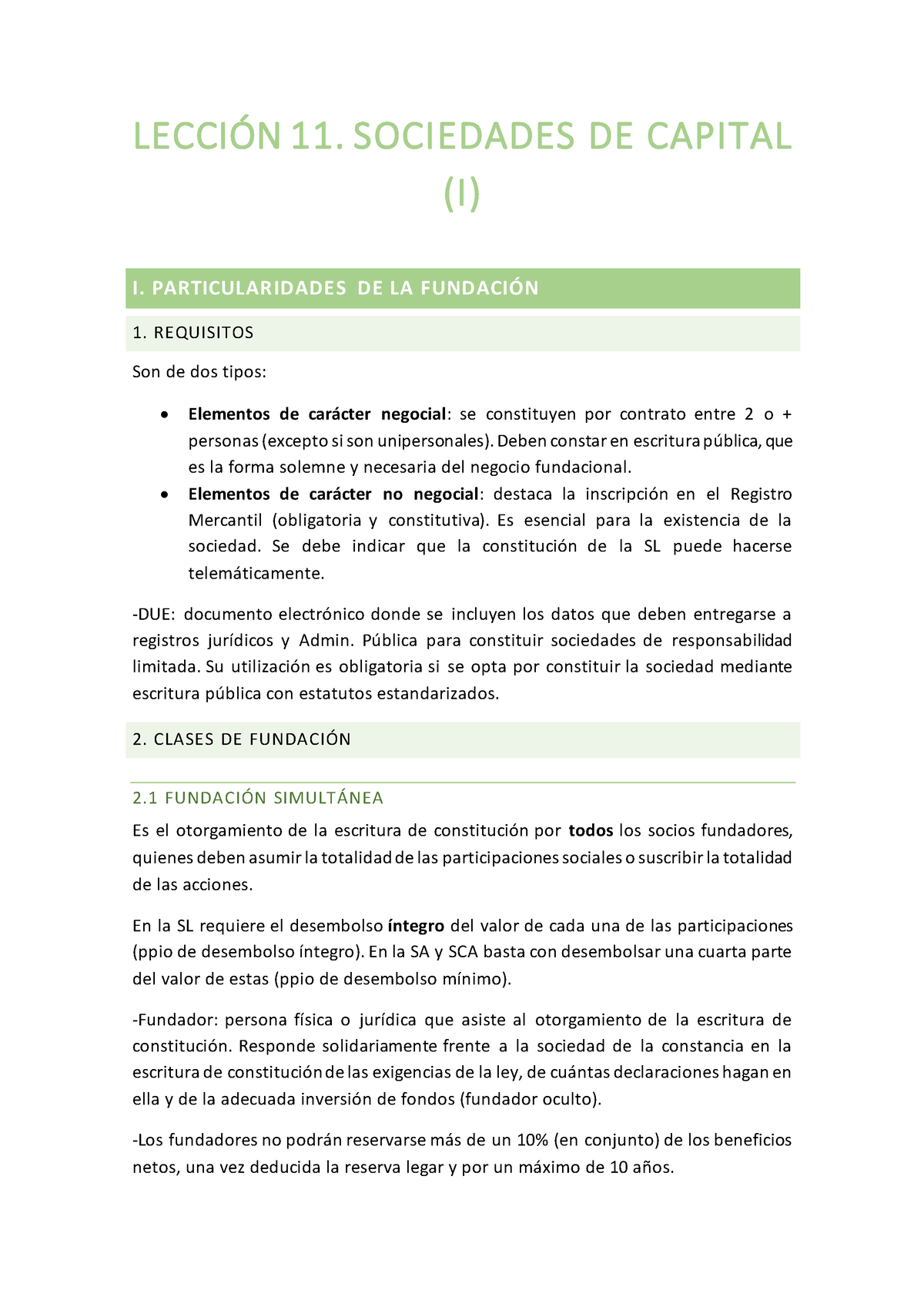 Leccion 11 - Tema 11 - LECCI”N 11. SOCIEDADES DE CAPITAL (I) I ...