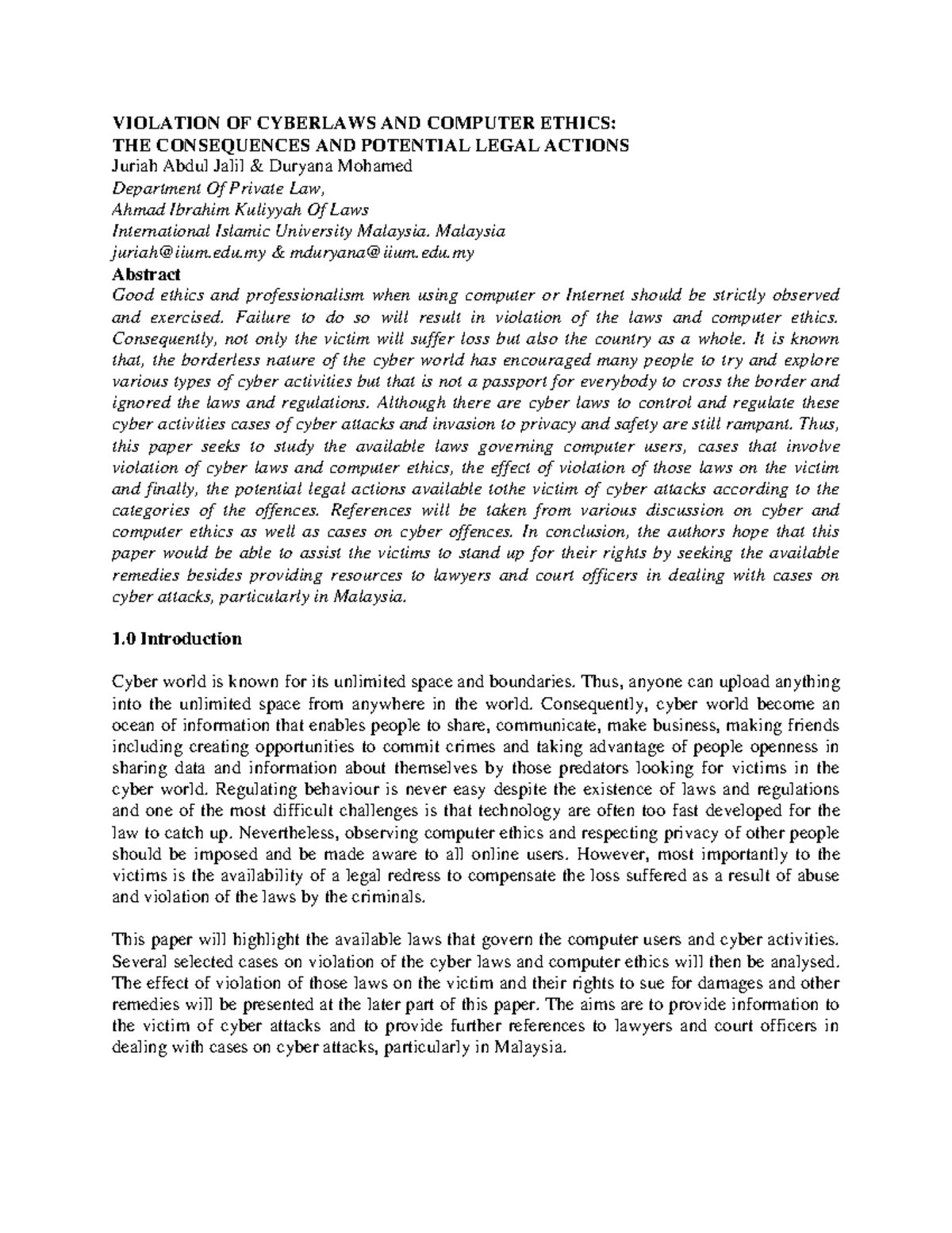 ViolationOF CyberlawsAND Computer Ethicsconferencpaper2010