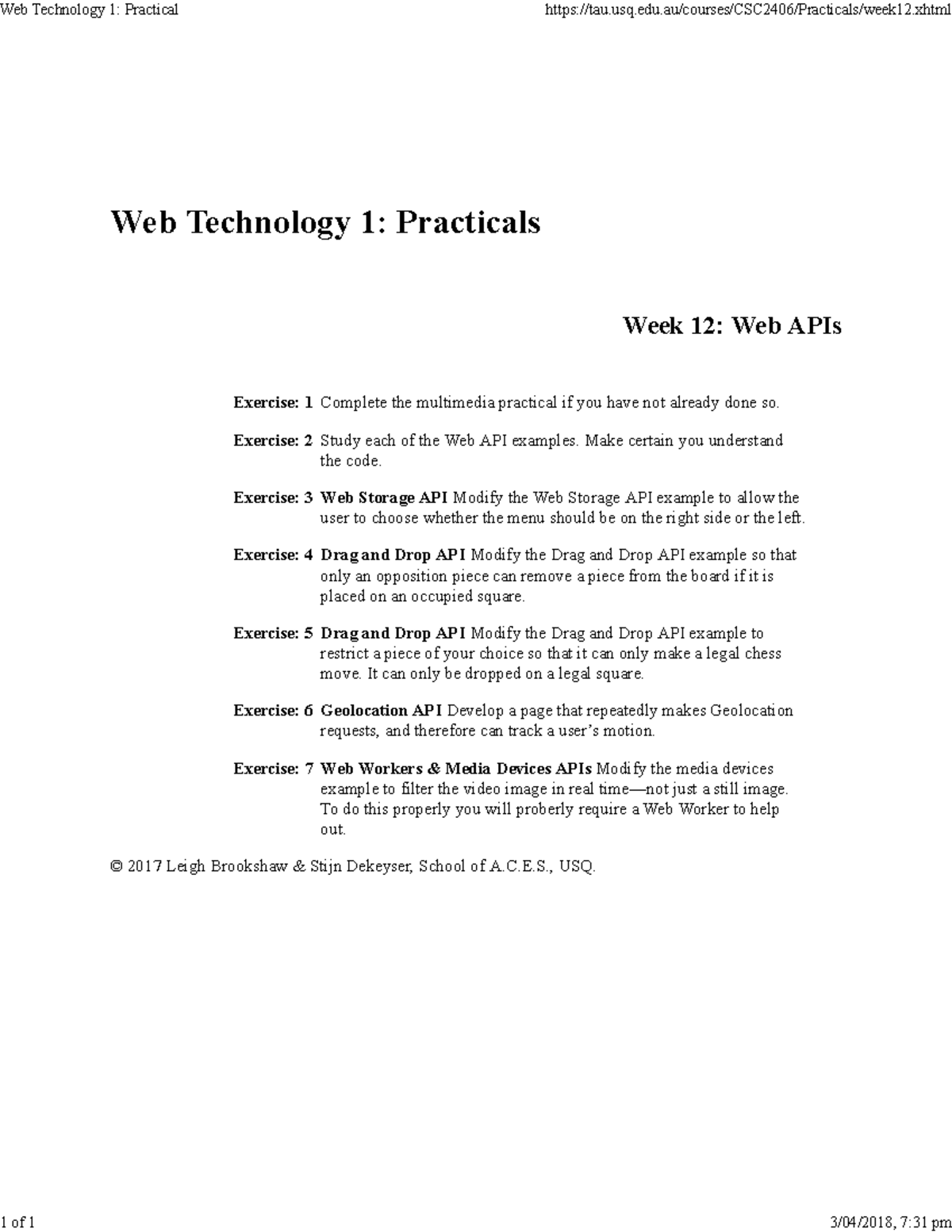 Pratical - Week 12 - Practical Exercises - Web Technology 1: Practical ...