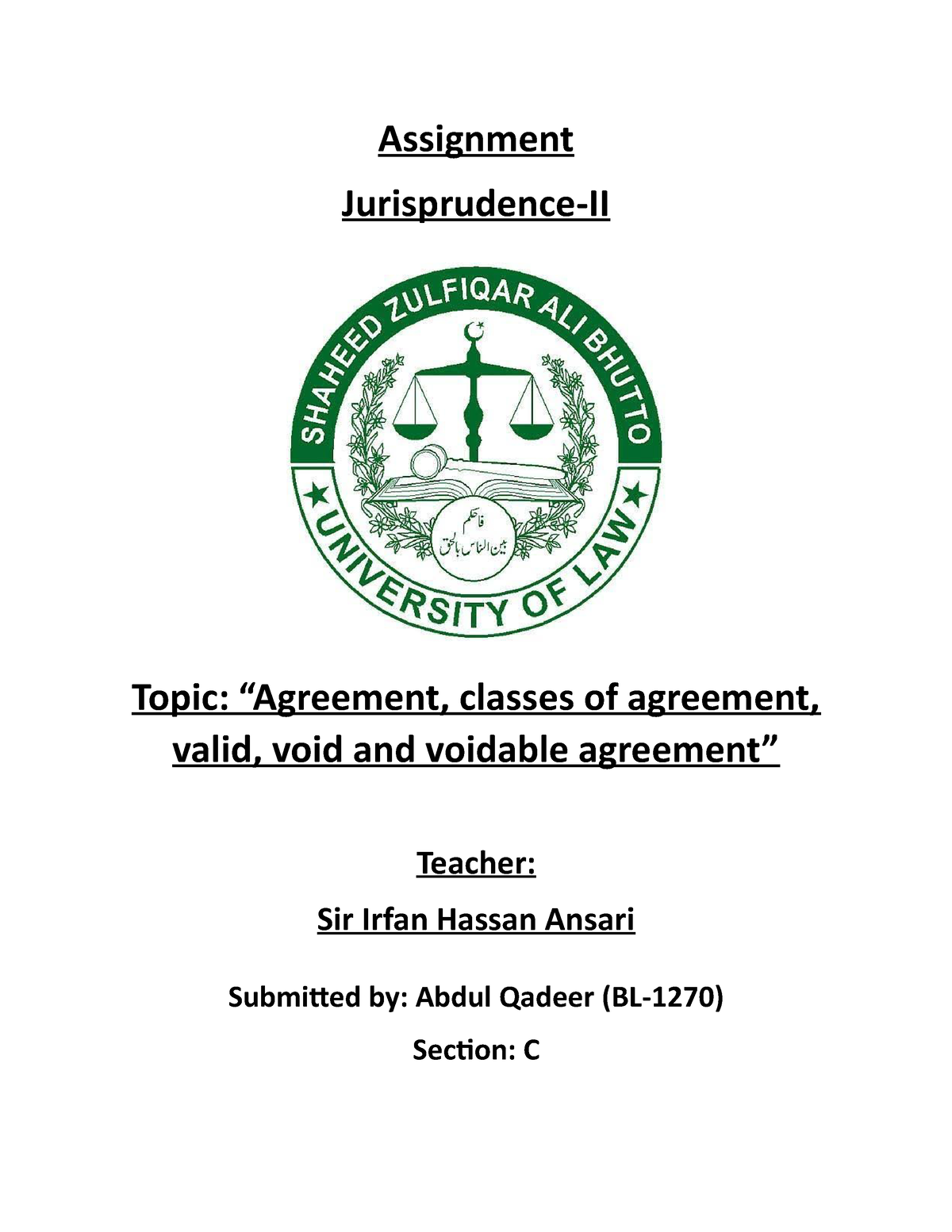 void agreement assignment pdf