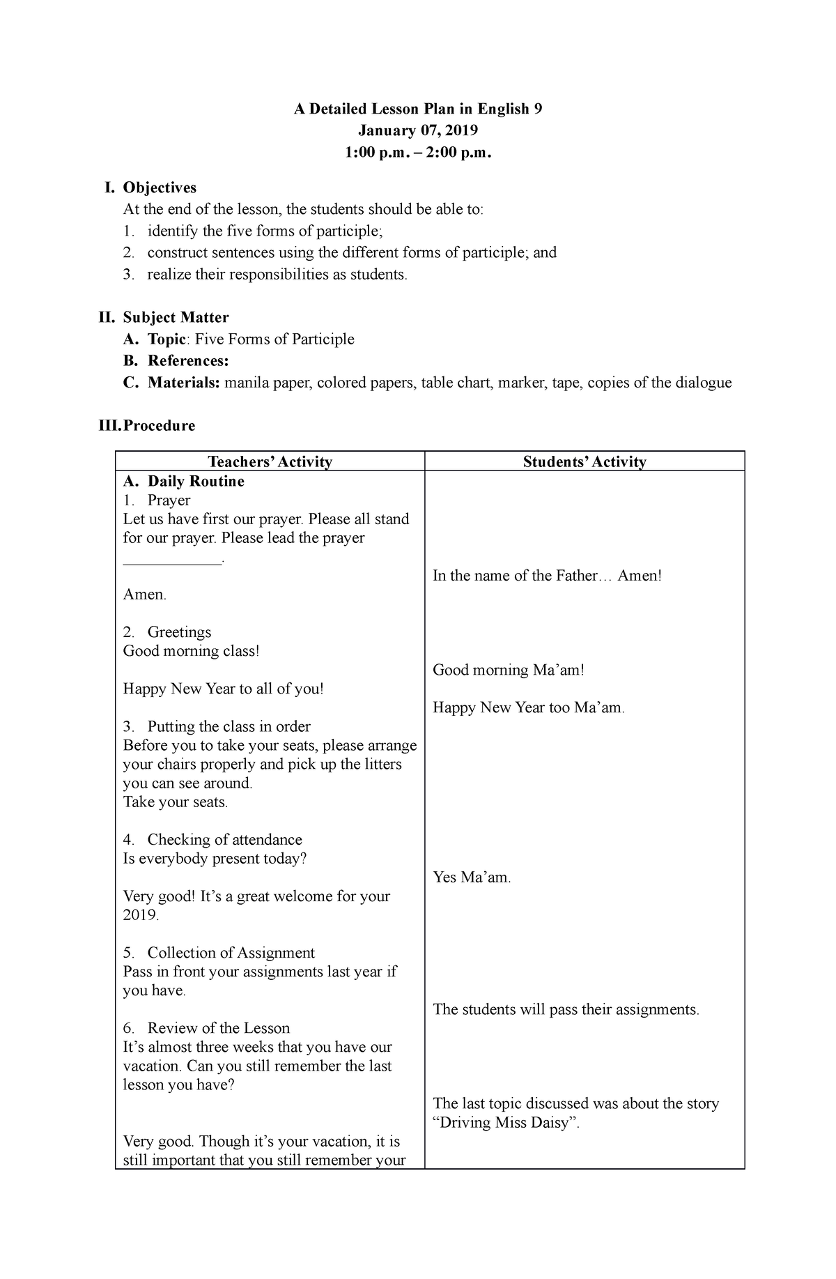 a-detailed-lesson-plan-in-english-9-five-forms-of-participle-a