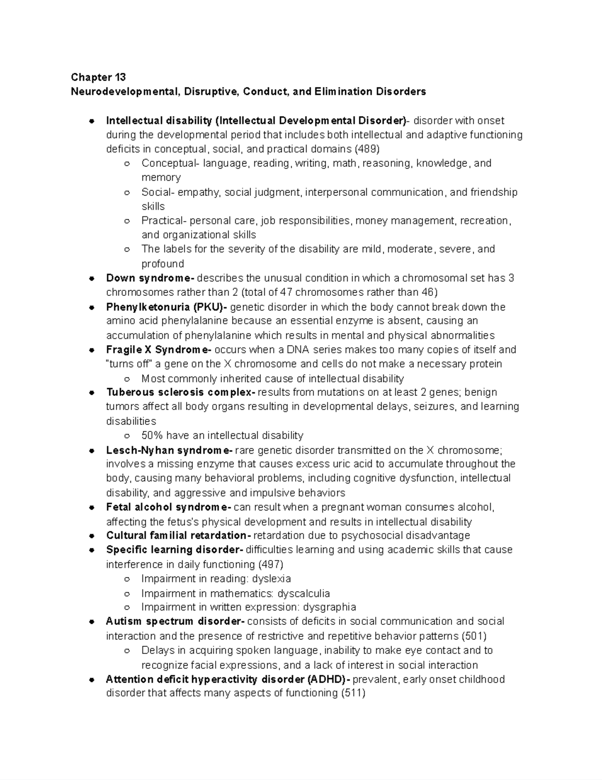 Chapter 13 Notes - Chapter 13 Neurodevelopmental, Disruptive, Conduct ...