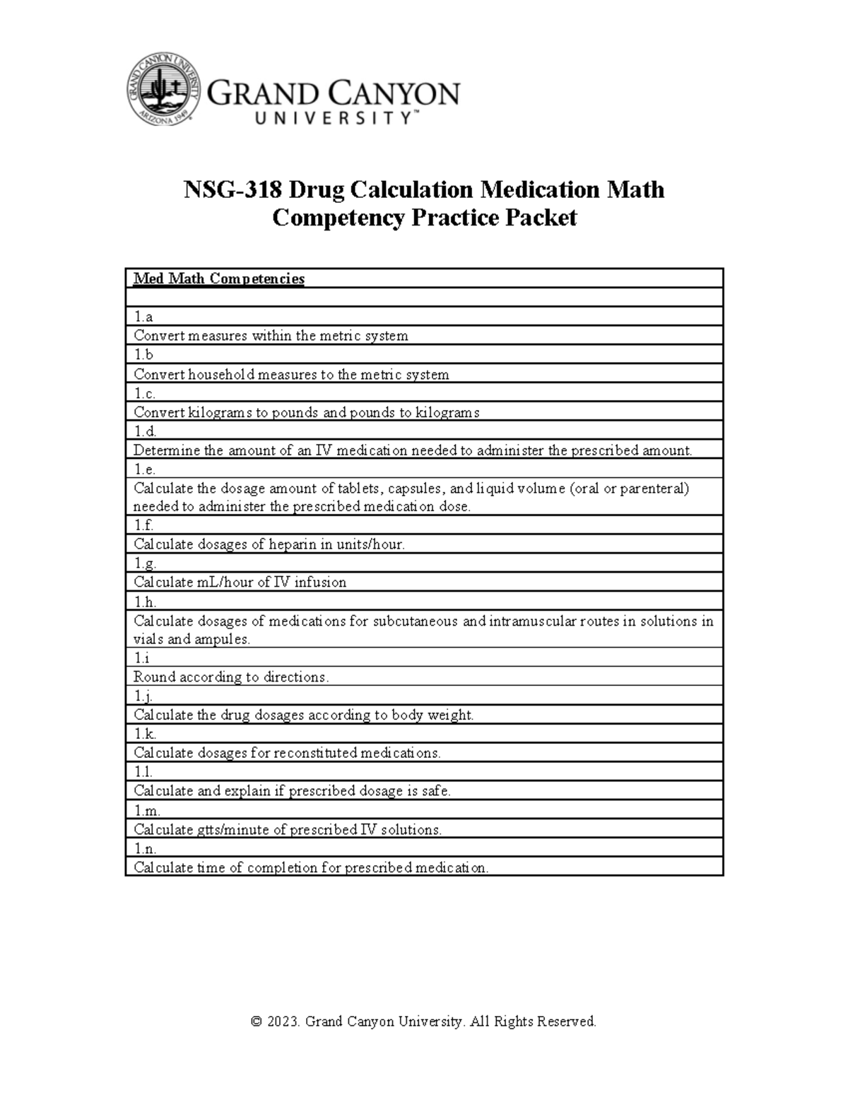 nsg-318-drug-calculation-medication-math-competency-practice-packet