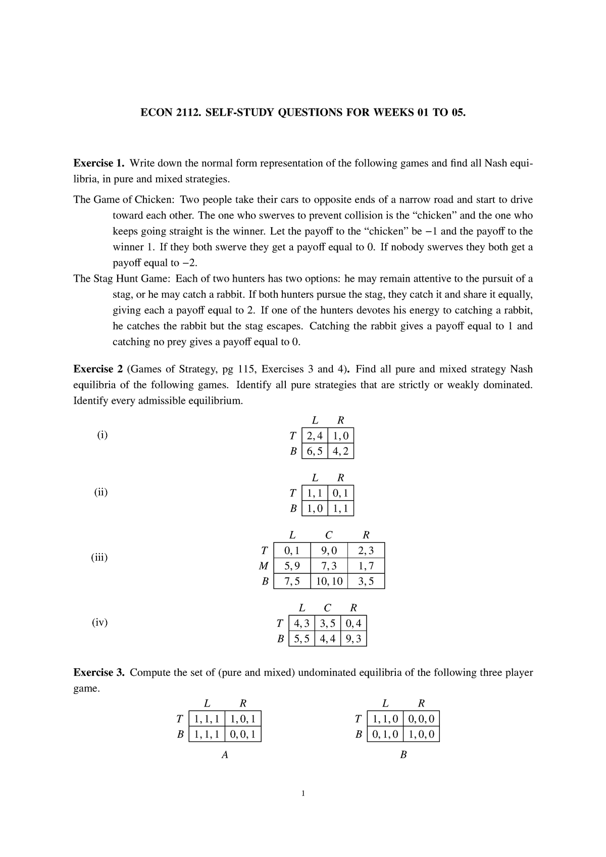 Selfstudy Weeks 1 6 Study Q For Midsem Econ2112 Unsw