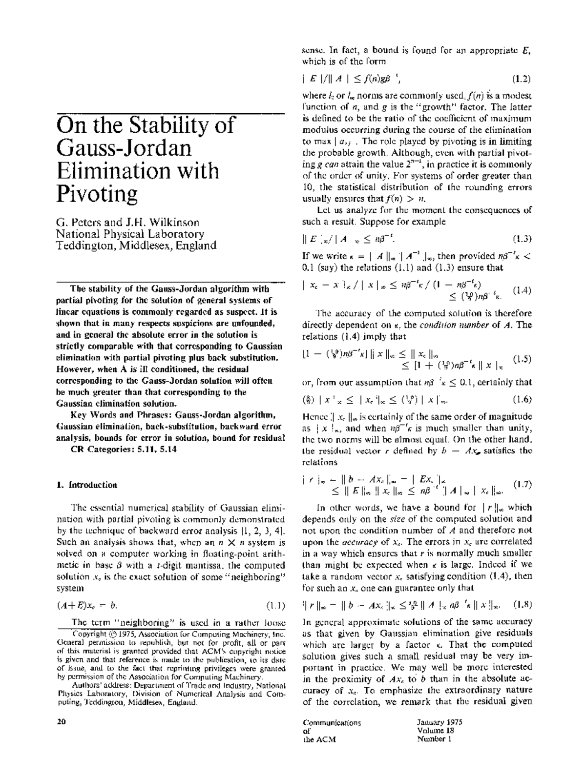Gauss-jordan 2 - On the Stability of Gauss-Jordan Elimination with ...