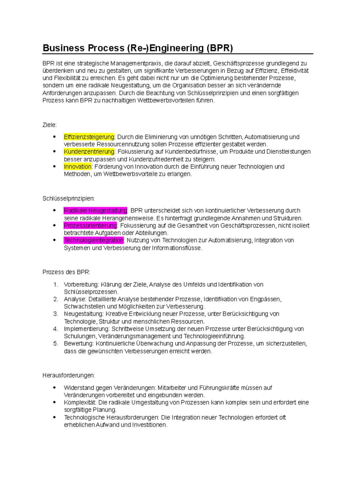 LB5 - Business Process Reengineering BPR - Business Process (Re ...