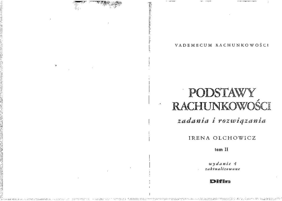 Olchowicz I - Podstawy rachunkowości. Zadania i rozwiązania. T 2. wyd 4