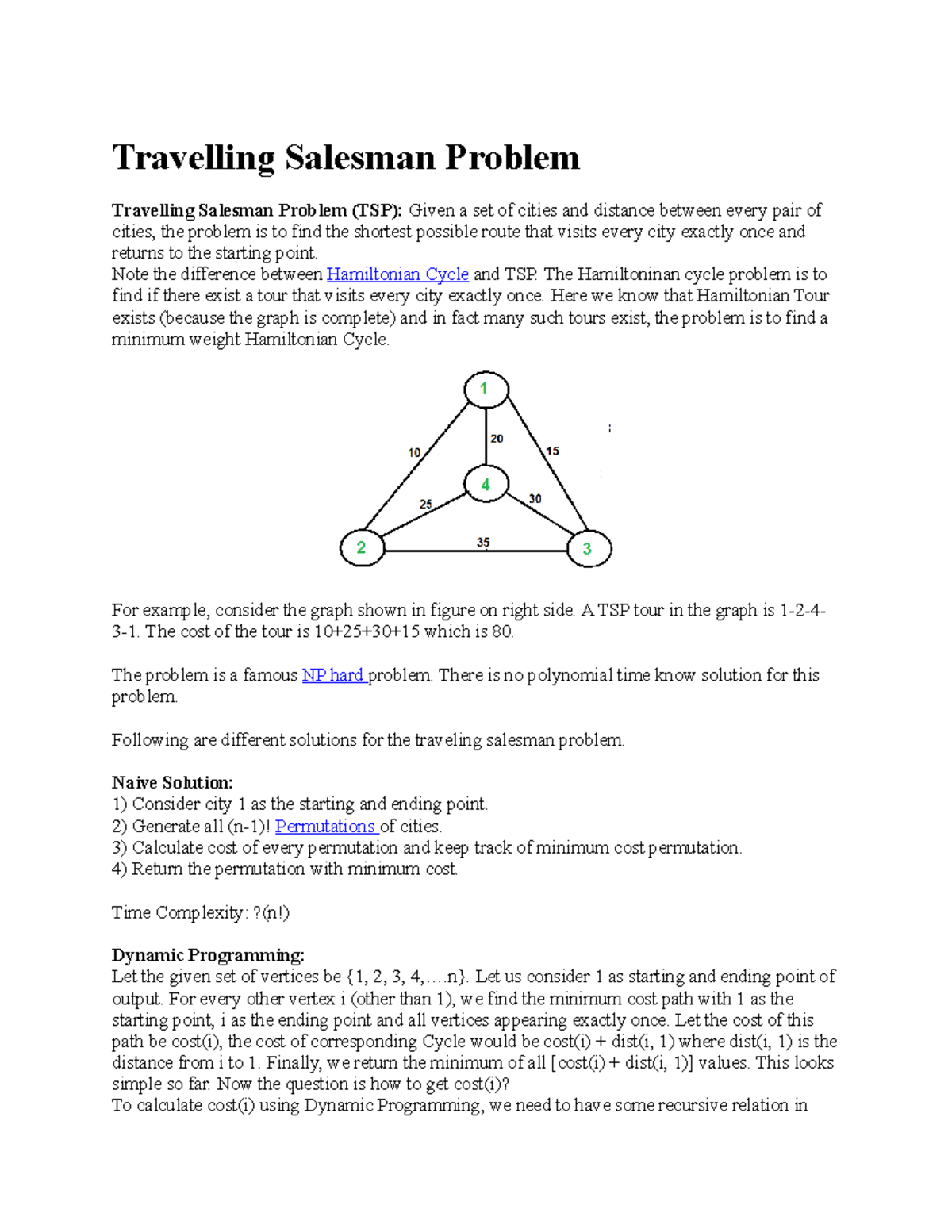 Travelling Salesman Problem Travelling Salesman Problem Travelling Salesman Problem Tsp 5732