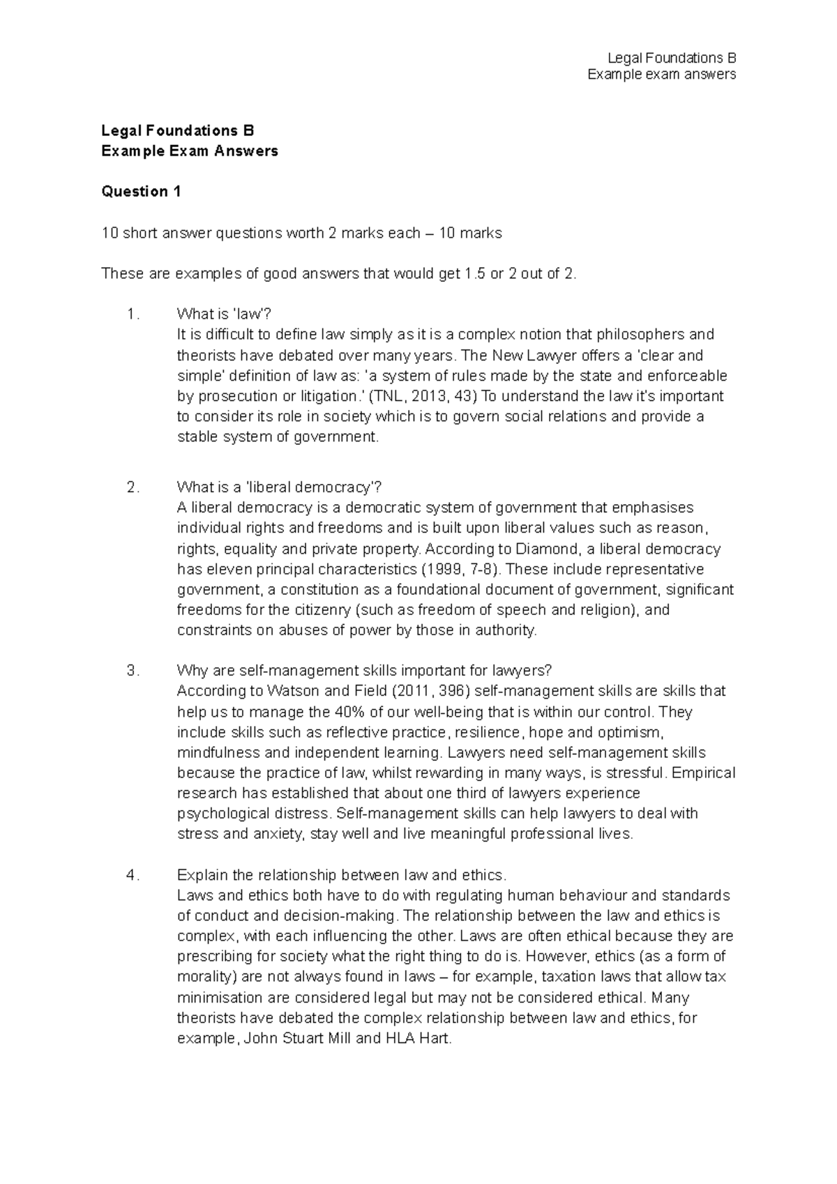 Exam Exam 5 May, Answers - Legal Foundations B Example Exam Answers ...