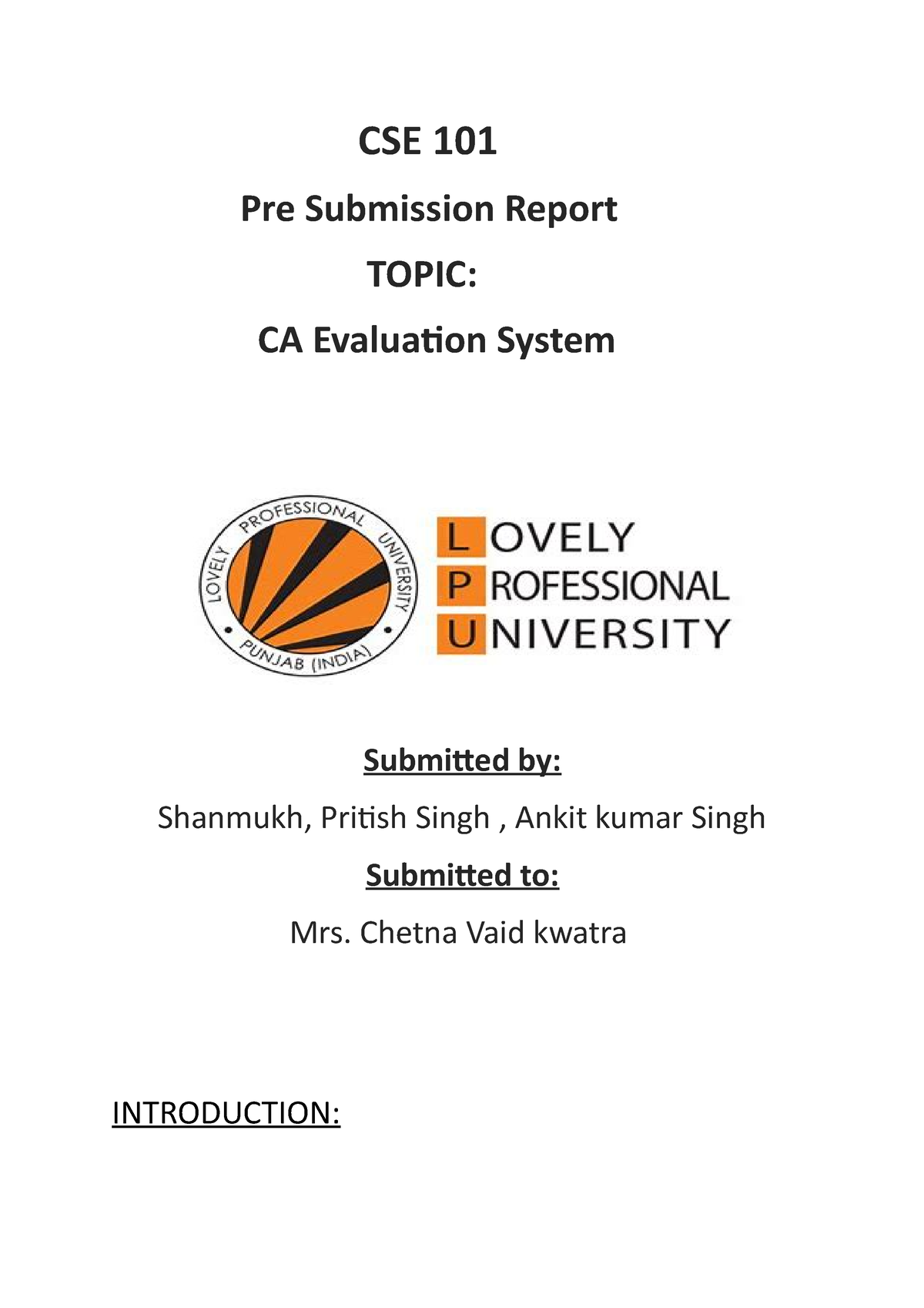 phd pre submission report