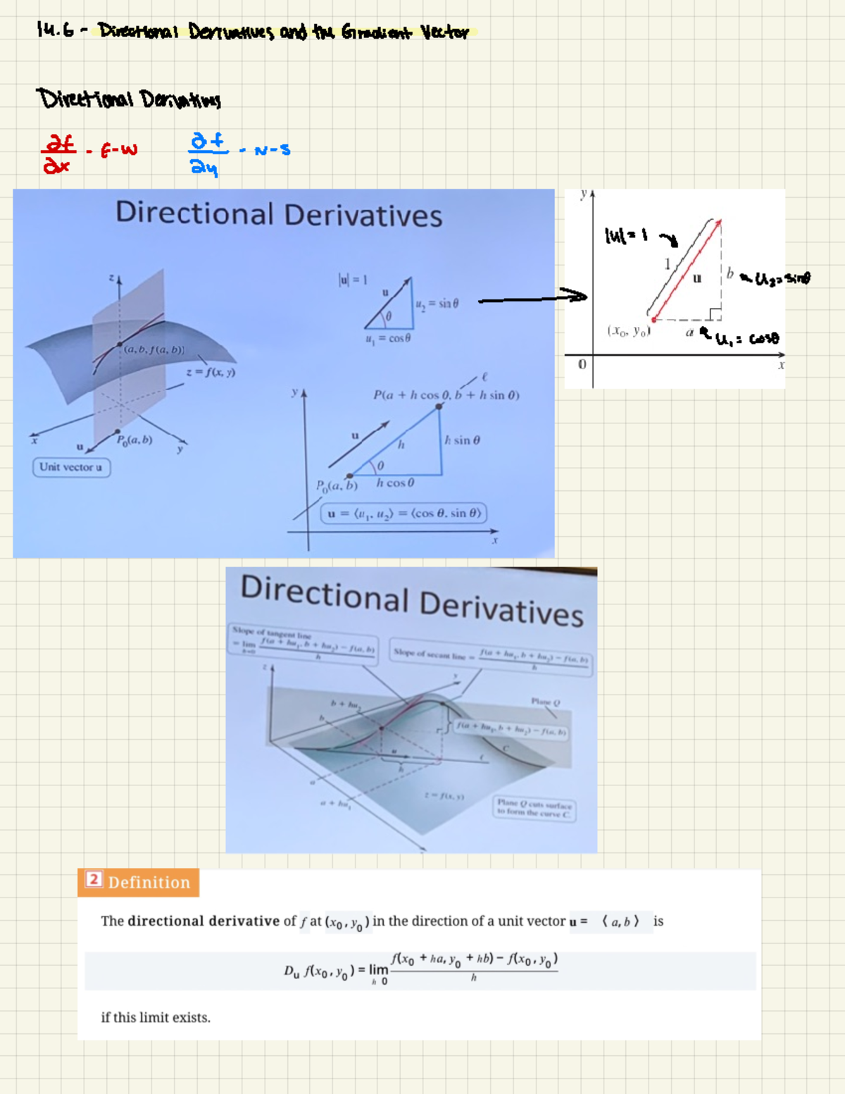 14 6 Lecture 14 Directional Derivatives And The Gradient Vector Directional Derivatives 2 F