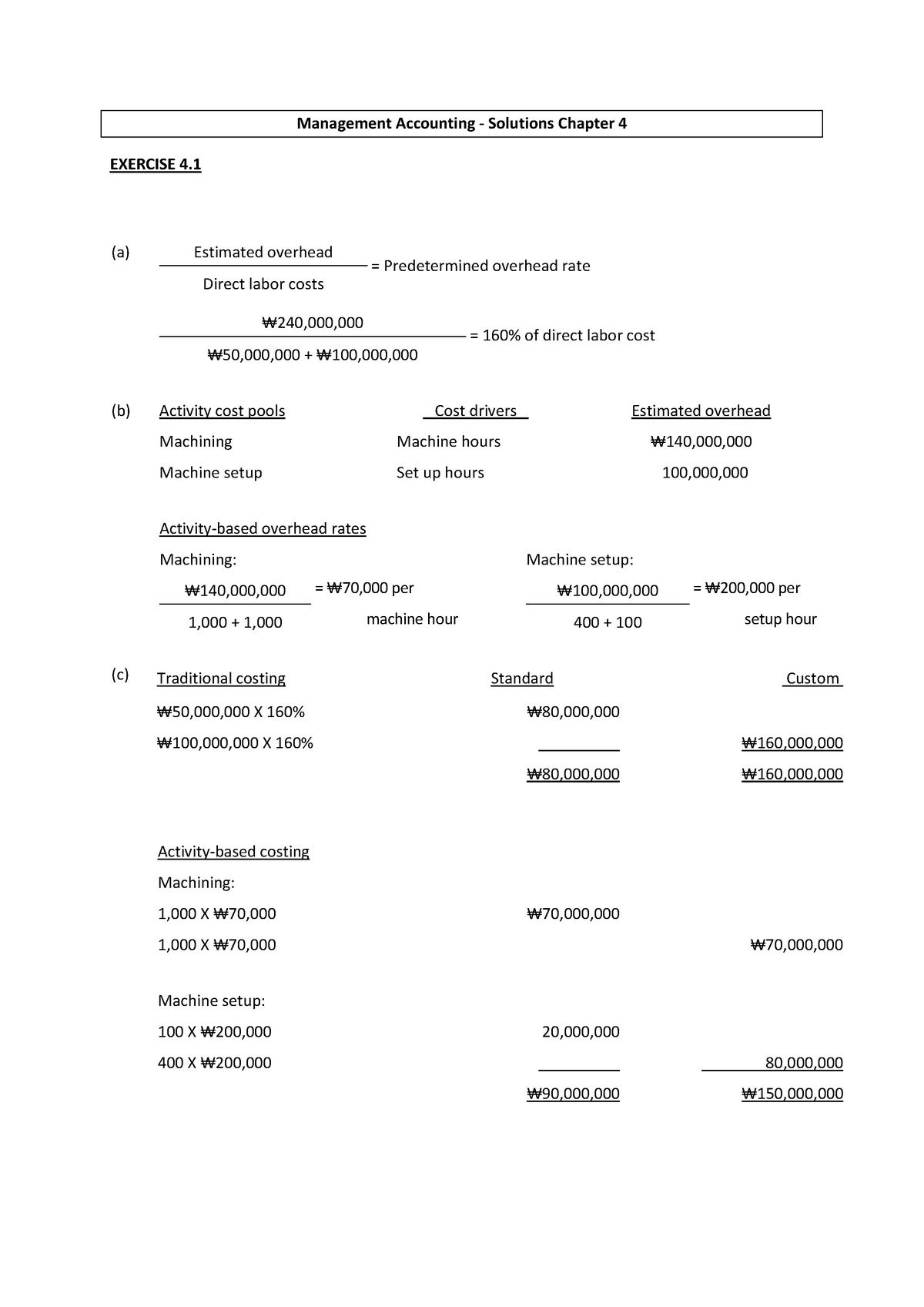 Solutions Exercises Chapter 4 - Management Accounting - Solutions ...