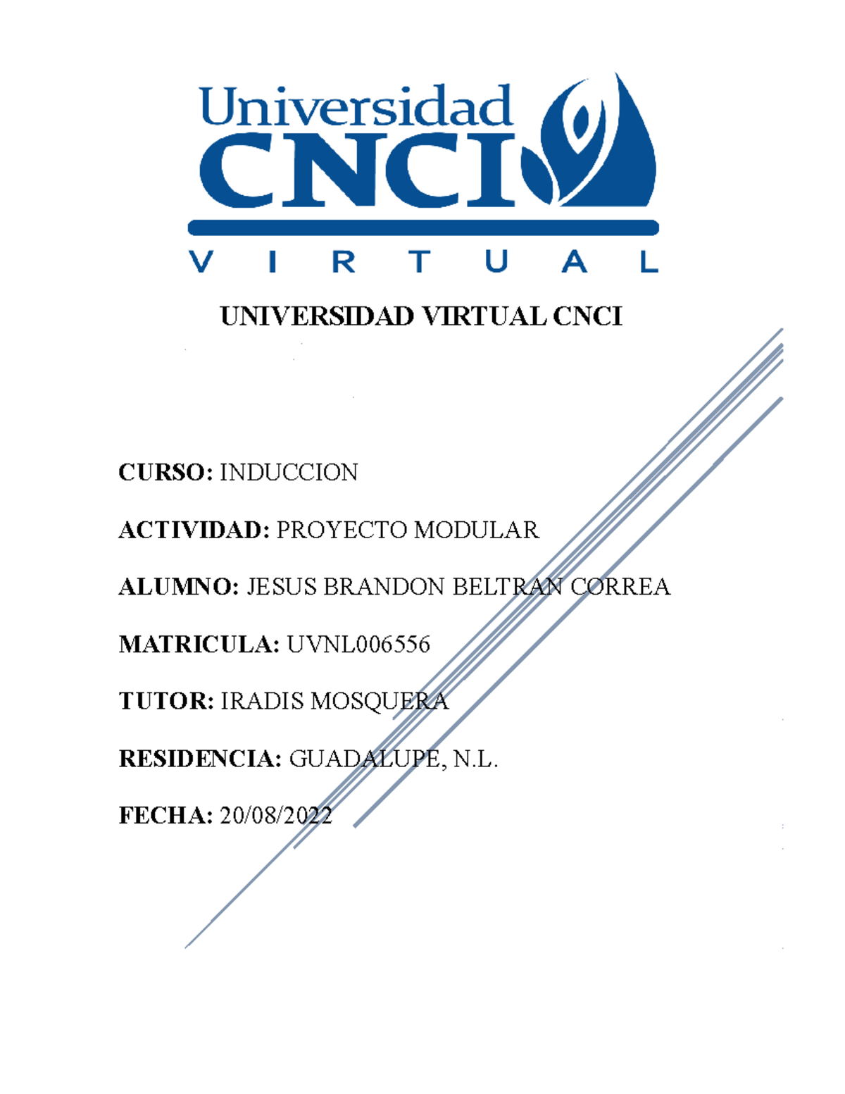 Universidad Virtual CNCI Proyecto Modular - UNIVERSIDAD VIRTUAL CNCI ...