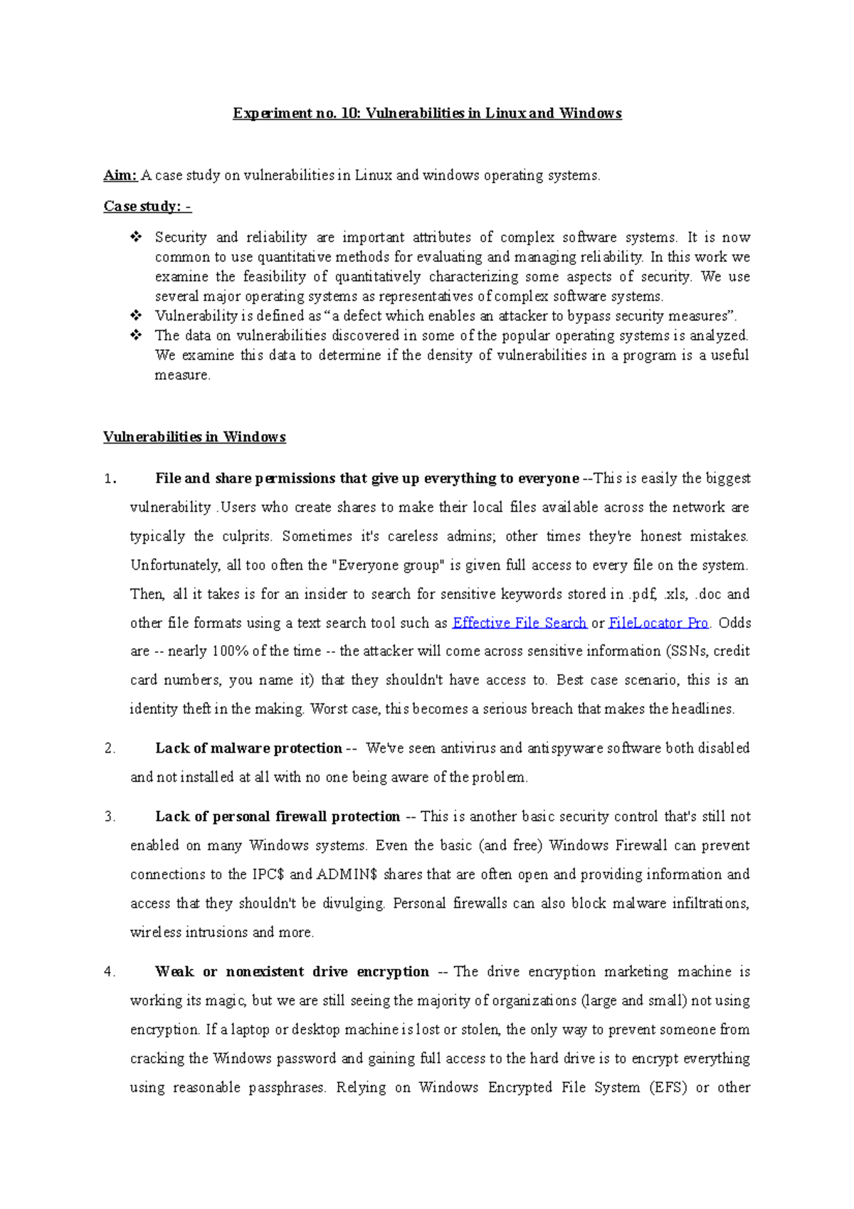 Experiment No10 - Exp 10 - Experiment No. 10: Vulnerabilities In Linux ...