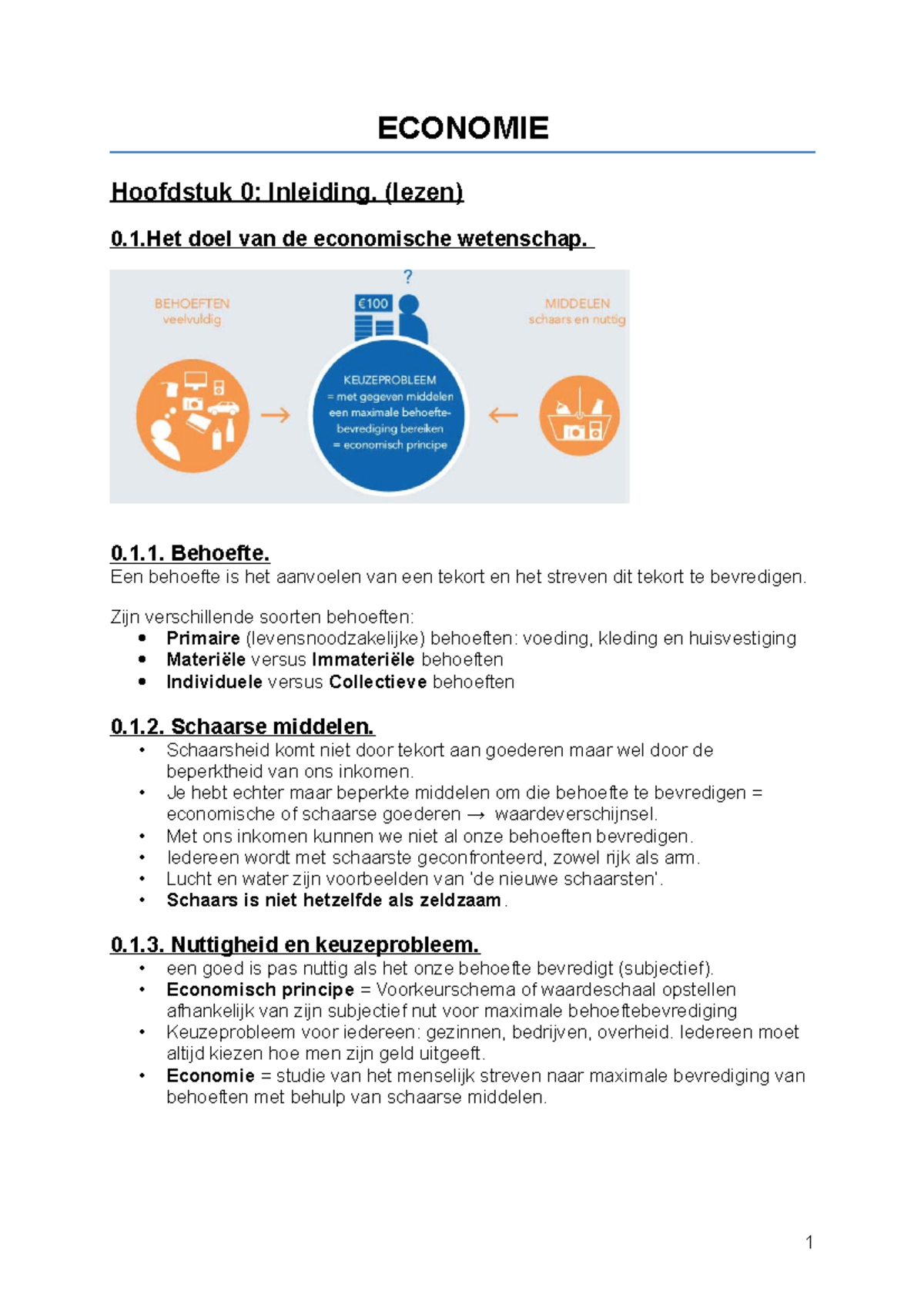 Economie Samenvatting Van 2dezitter - ECONOMIE Hoofdstuk 0: Inleiding ...