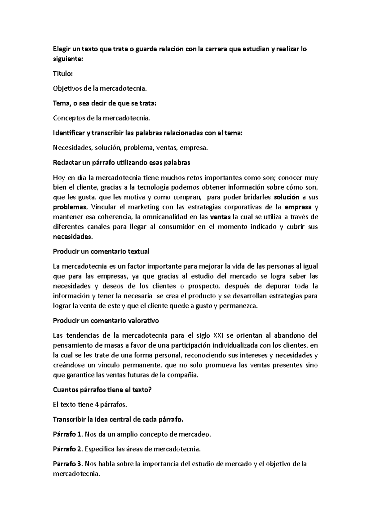 Tarea letra. lista ciclo básico usad Elegir un texto que trate o