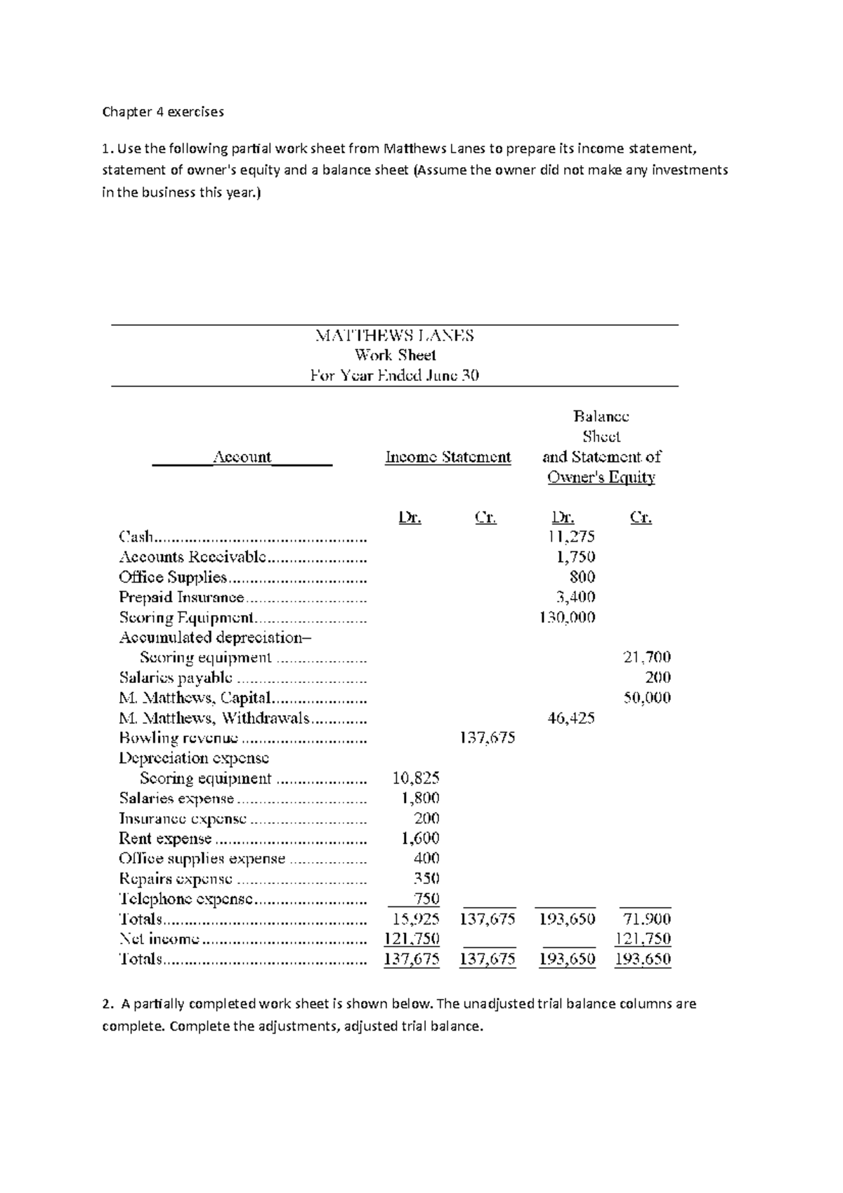 Chapter 4 exercises - Chapter 4 exercises Use the following partial ...