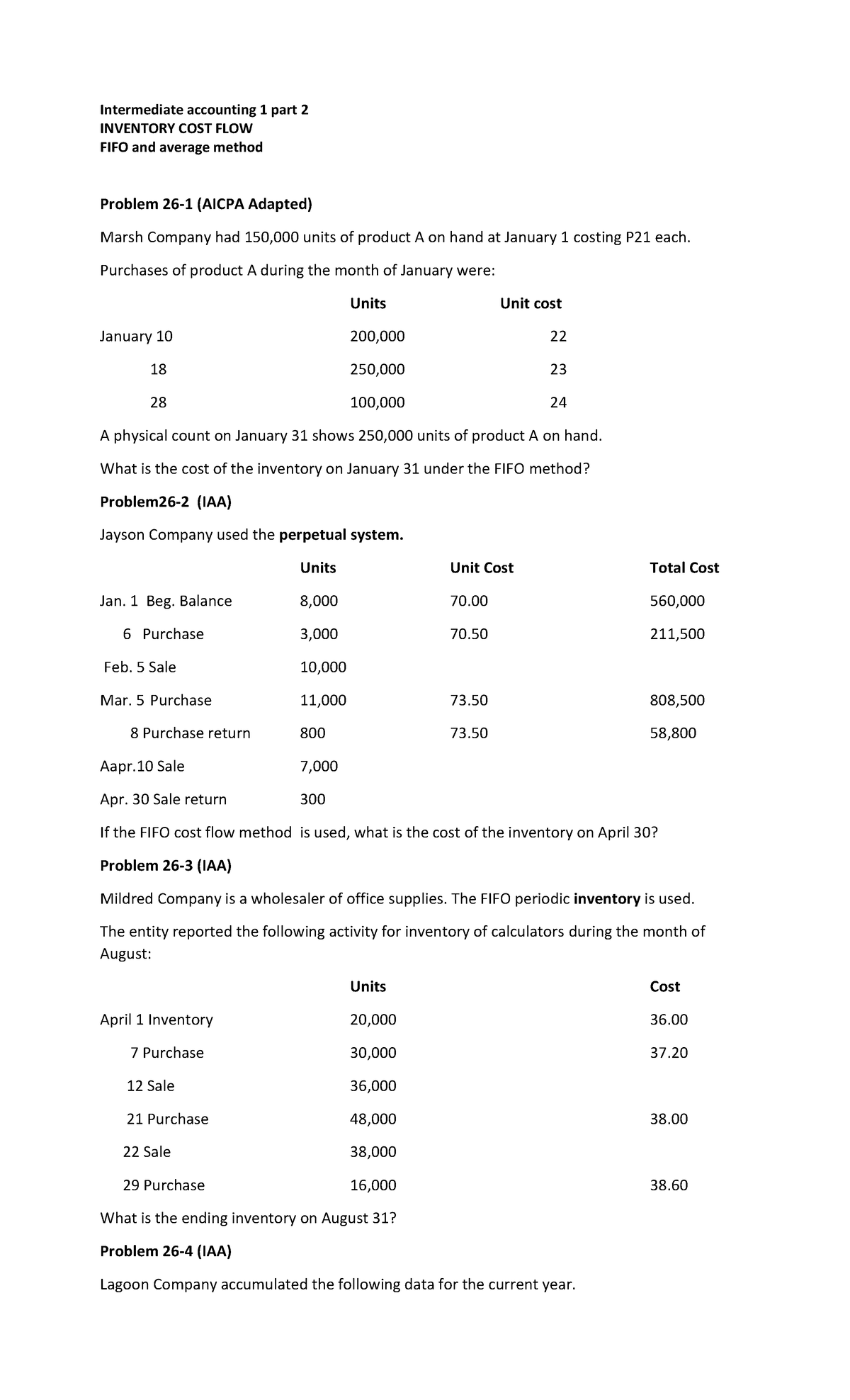 Inventory cost flow method - Intermediate accounting 1 part 2 INVENTORY ...