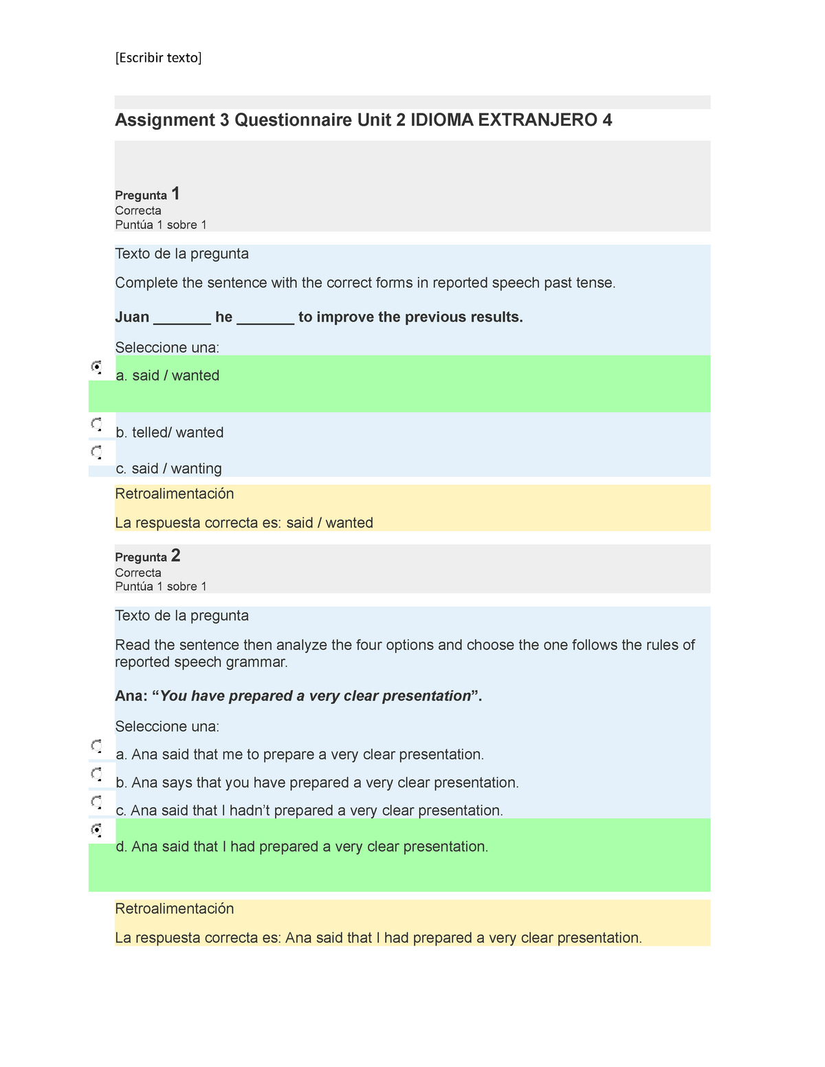 assignment 3 questionnaire unit 2 idioma extranjero iv